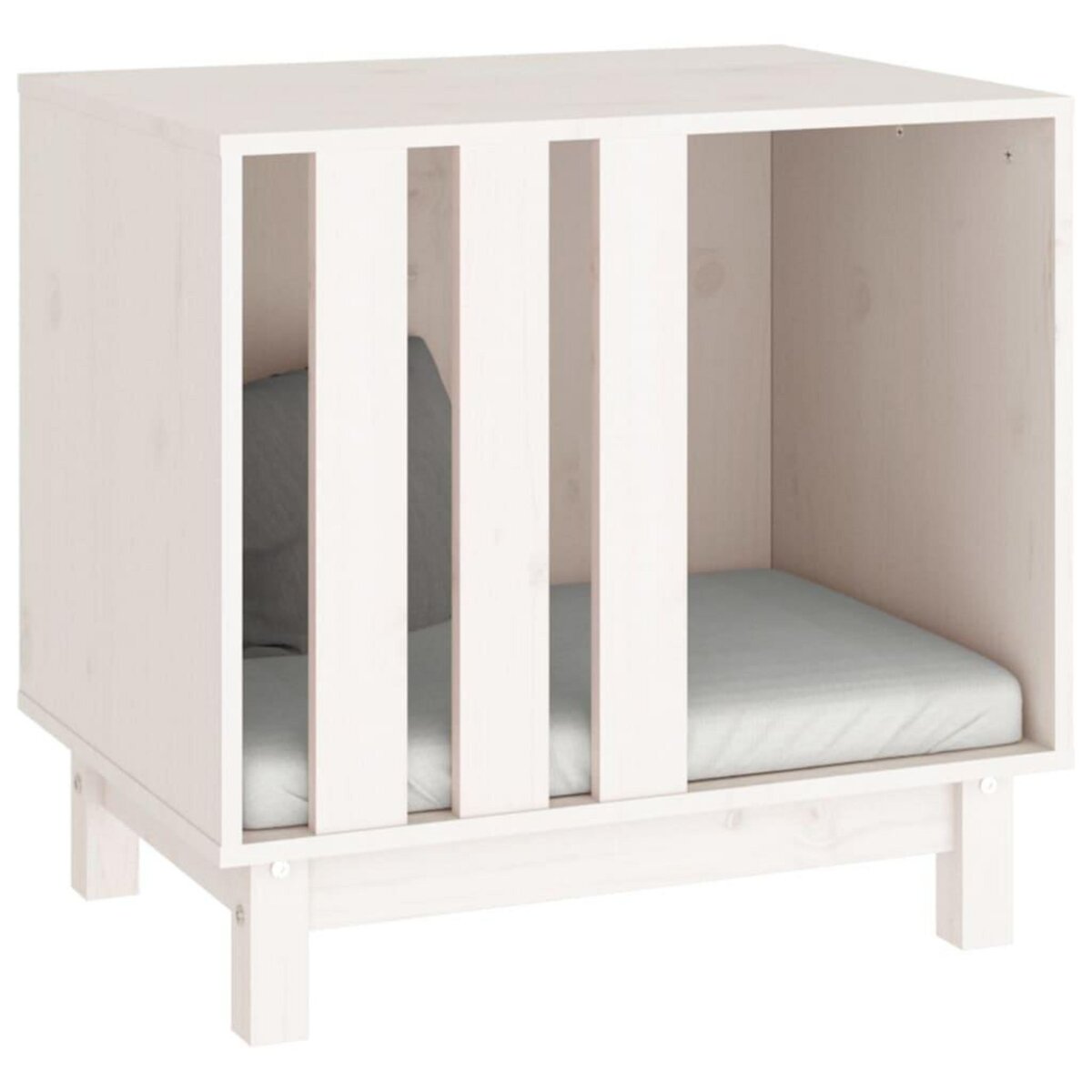 VIDAXL Niche pour chien Blanc 60x45x57 cm Bois de pin massif