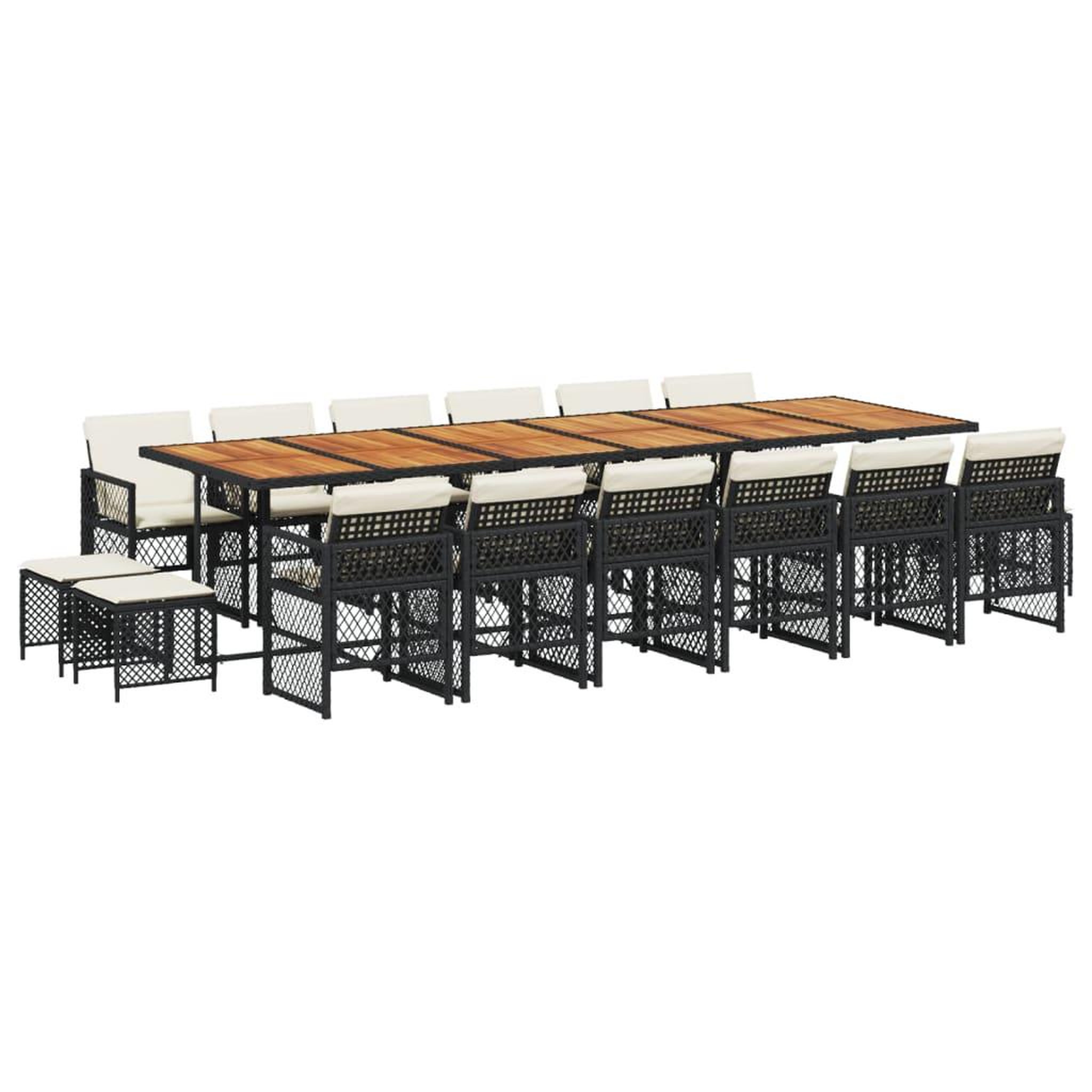 Voir la diapositive 2 : VIDAXL Ensemble a manger de jardin 17 pcs coussins noir resine tressee