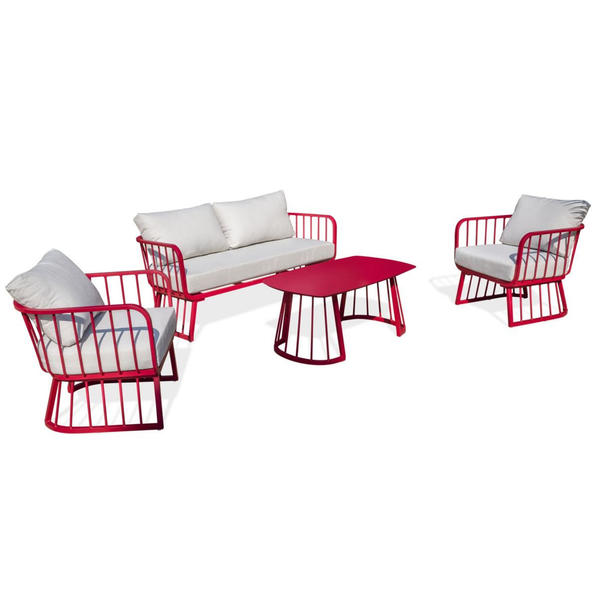 City Garden Salon bas de jardin - 4 places - Aluminium - Framboise - APOLLINE