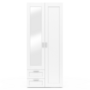 Voir la diapositive 3 : ID MARKET Armoire 2 portes VITO blanc penderie 80 cm avec 2 tiroirs, miroir et étagères