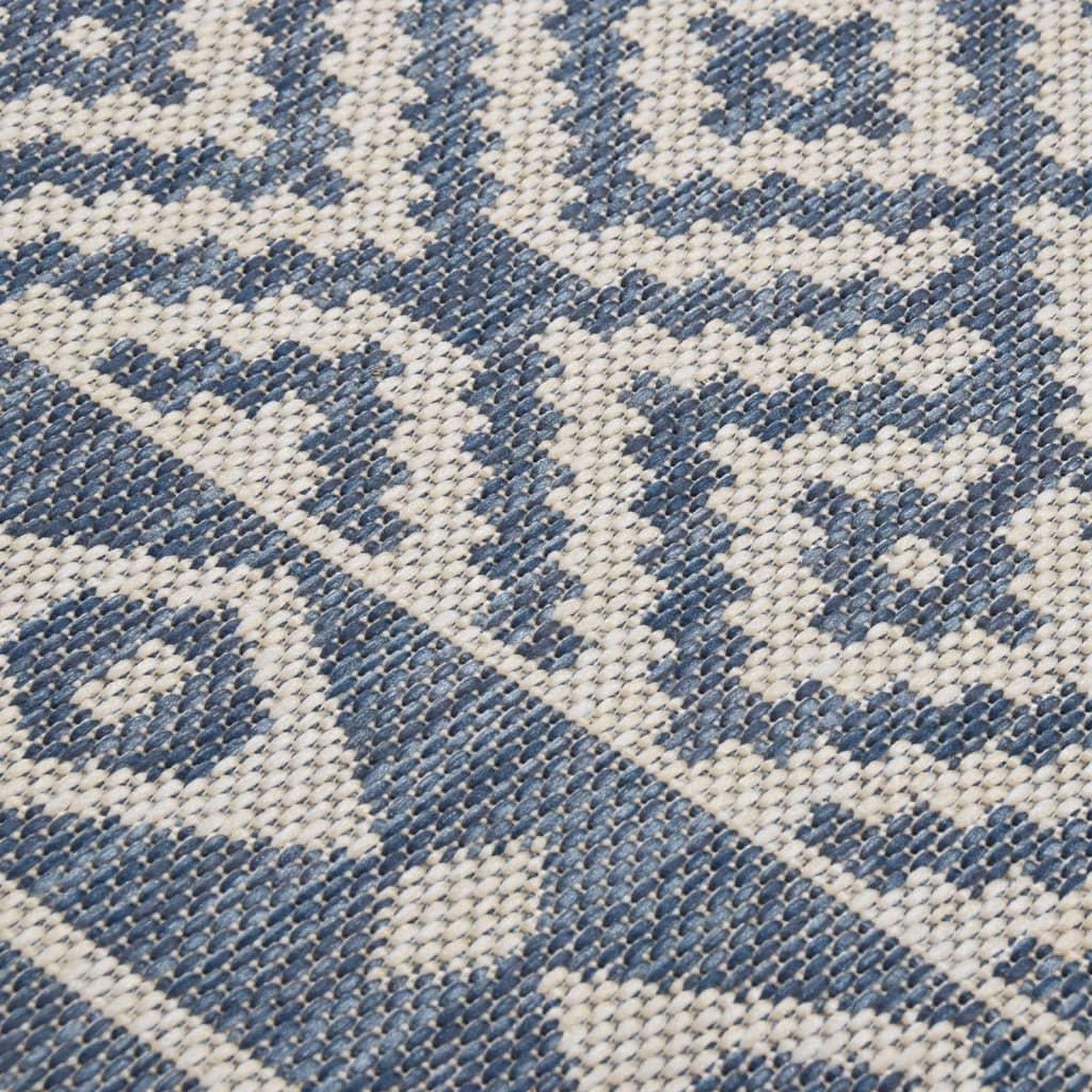 Voir la diapositive 5 : VIDAXL Tapis a tissage plat d'exterieur 80x250 cm Rayures bleues