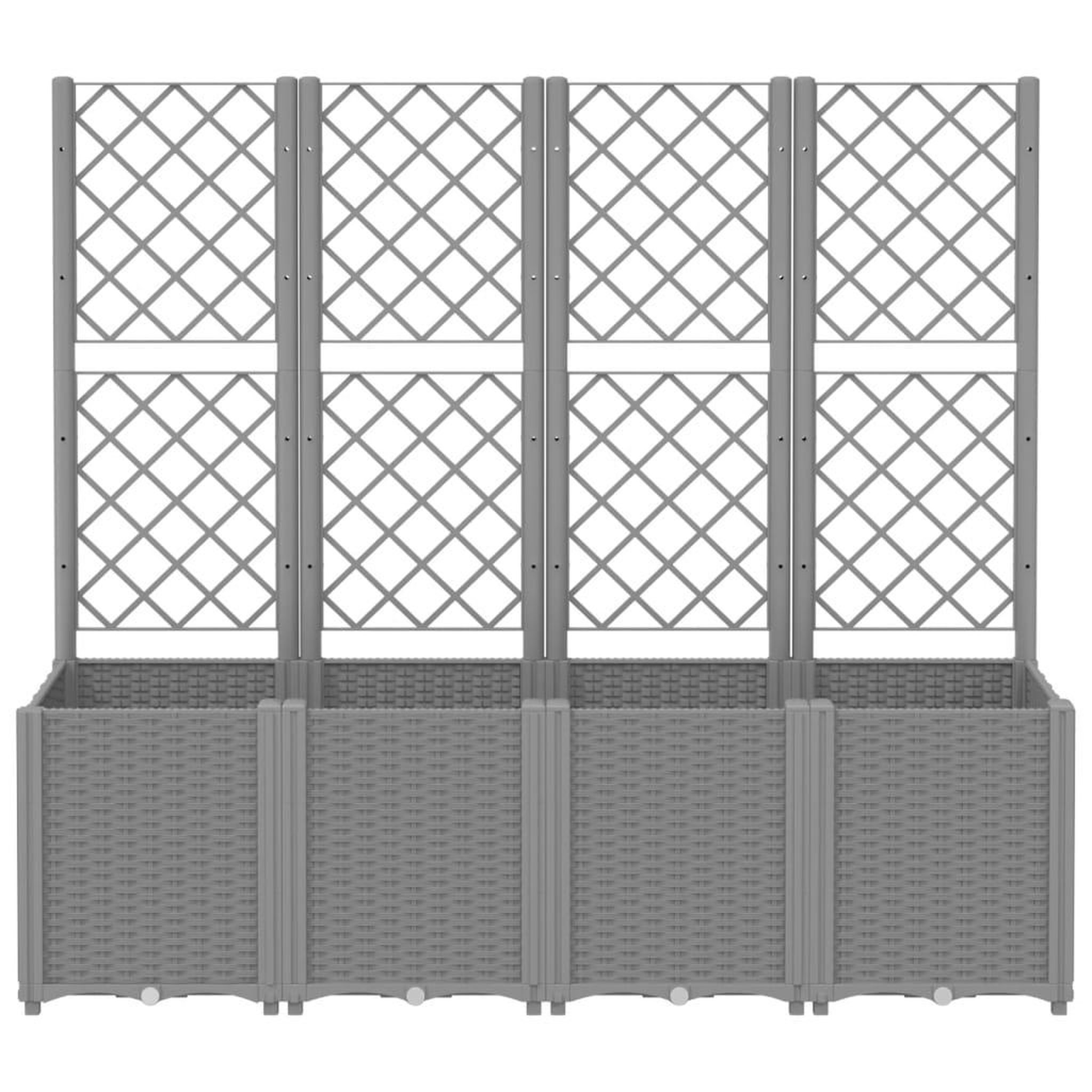 Voir la diapositive 3 : VIDAXL Jardiniere avec treillis gris clair 160x40x140 cm PP