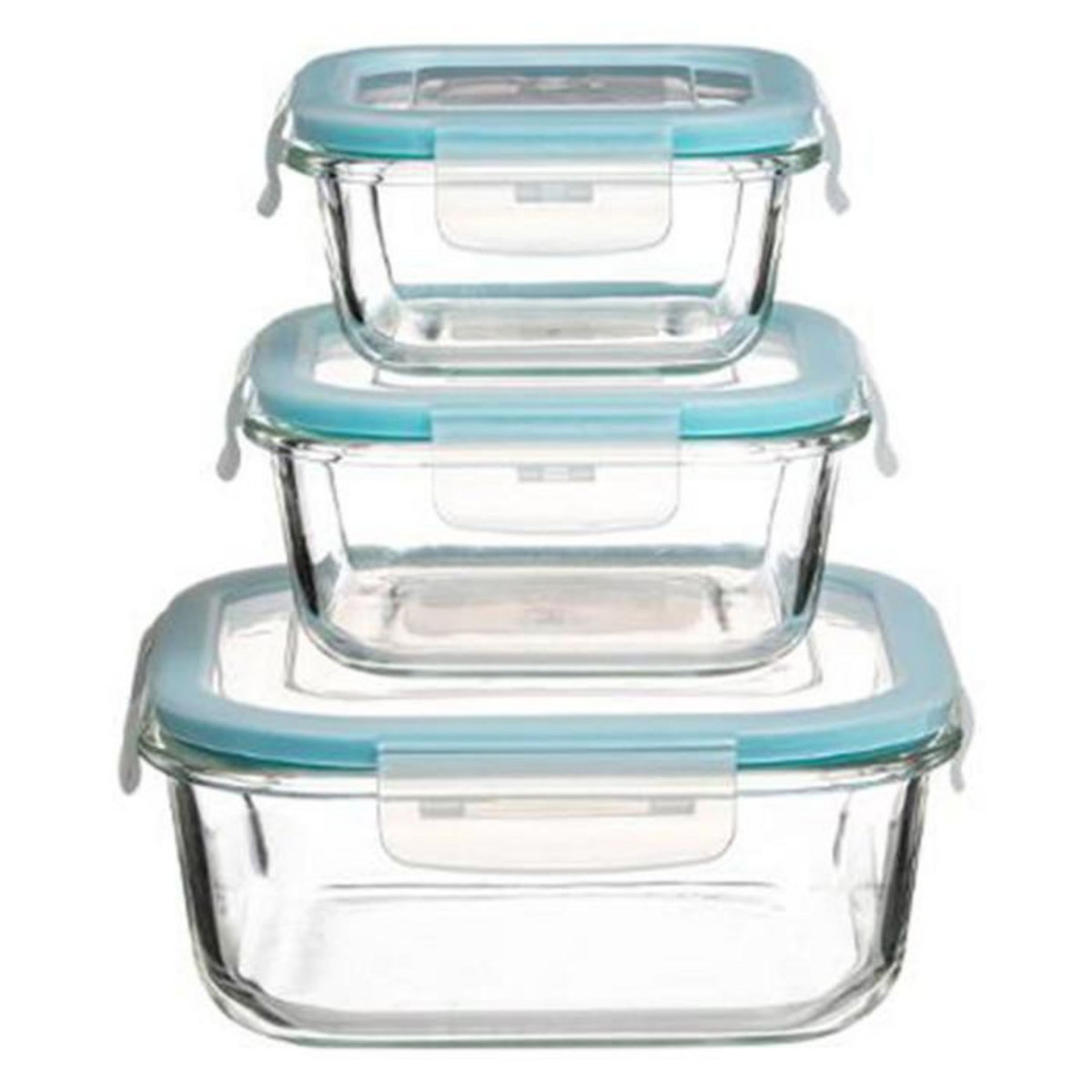 FIVE Lot de 3 Boîtes de Conservation Carrées  Clipeat  18cm Bleu