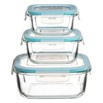 FIVE Lot de 3 Boîtes de Conservation Carrées  Clipeat  18cm Bleu