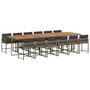 Voir la diapositive 2 : VIDAXL Ensemble a manger de jardin coussins 13 pcs gris resine tressee