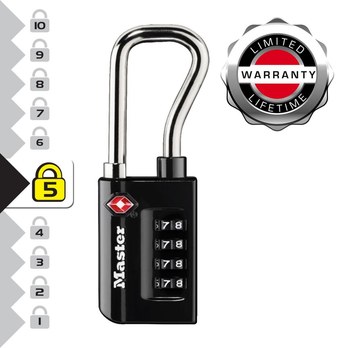 Master lock 4696EURDBLK Cadenas à Combinaison TSA, Noir,  10,6 x 3,5 x 1,4 cm