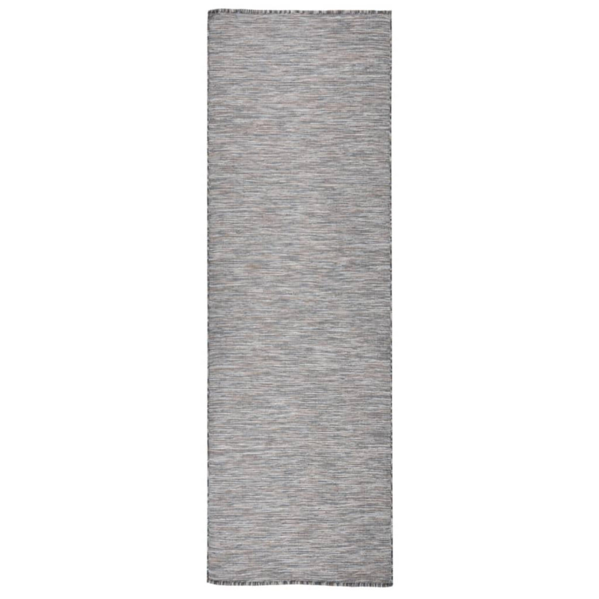 VIDAXL Tapis a tissage plat d'exterieur 80x250 cm Marron et bleu