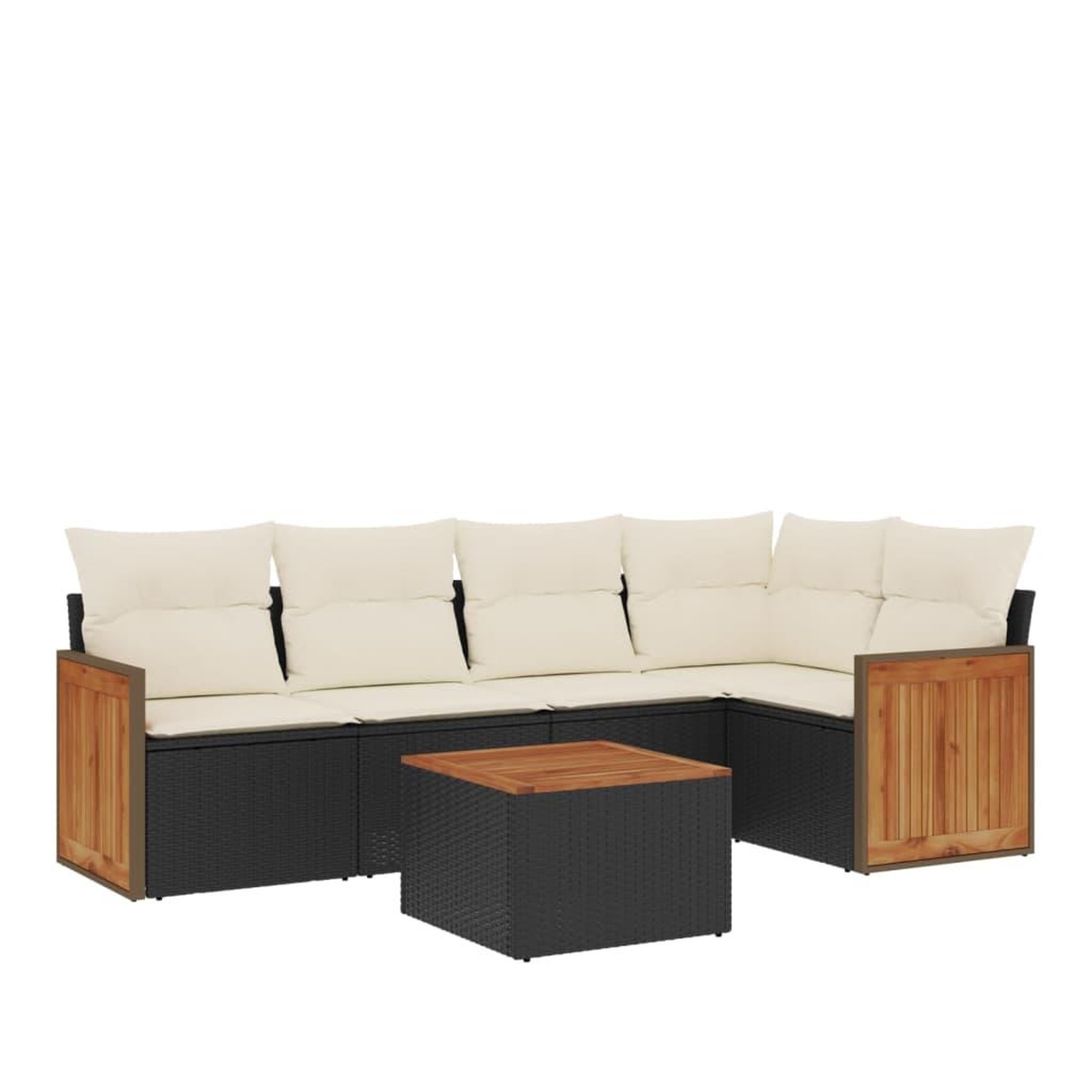 Voir la diapositive 2 : VIDAXL Salon de jardin 6 pcs avec coussins noir resine tressee