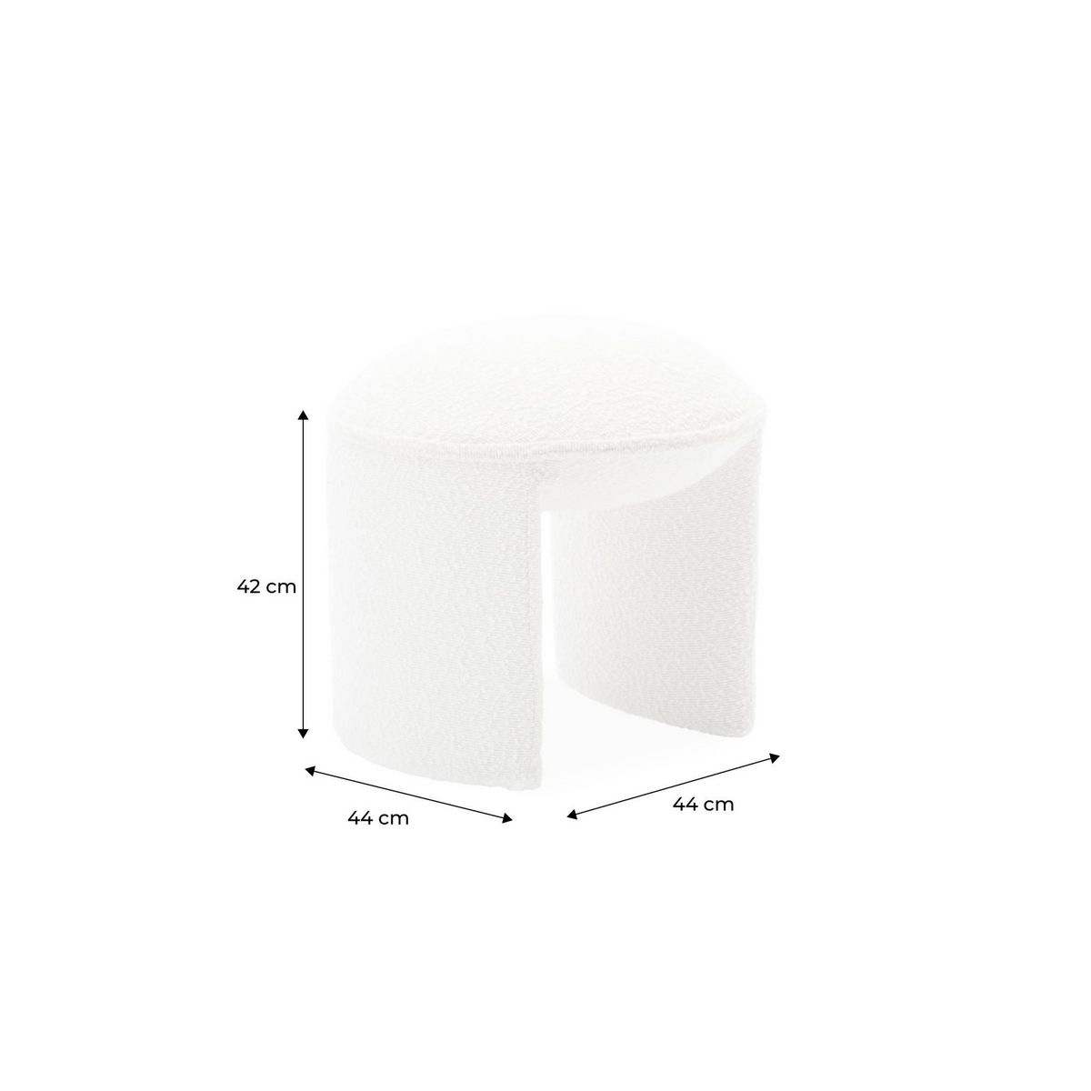 SWEEEK Tabouret. pouf bouclette texturée blanche L 44 x P 44 x H 42cm -SHAWN