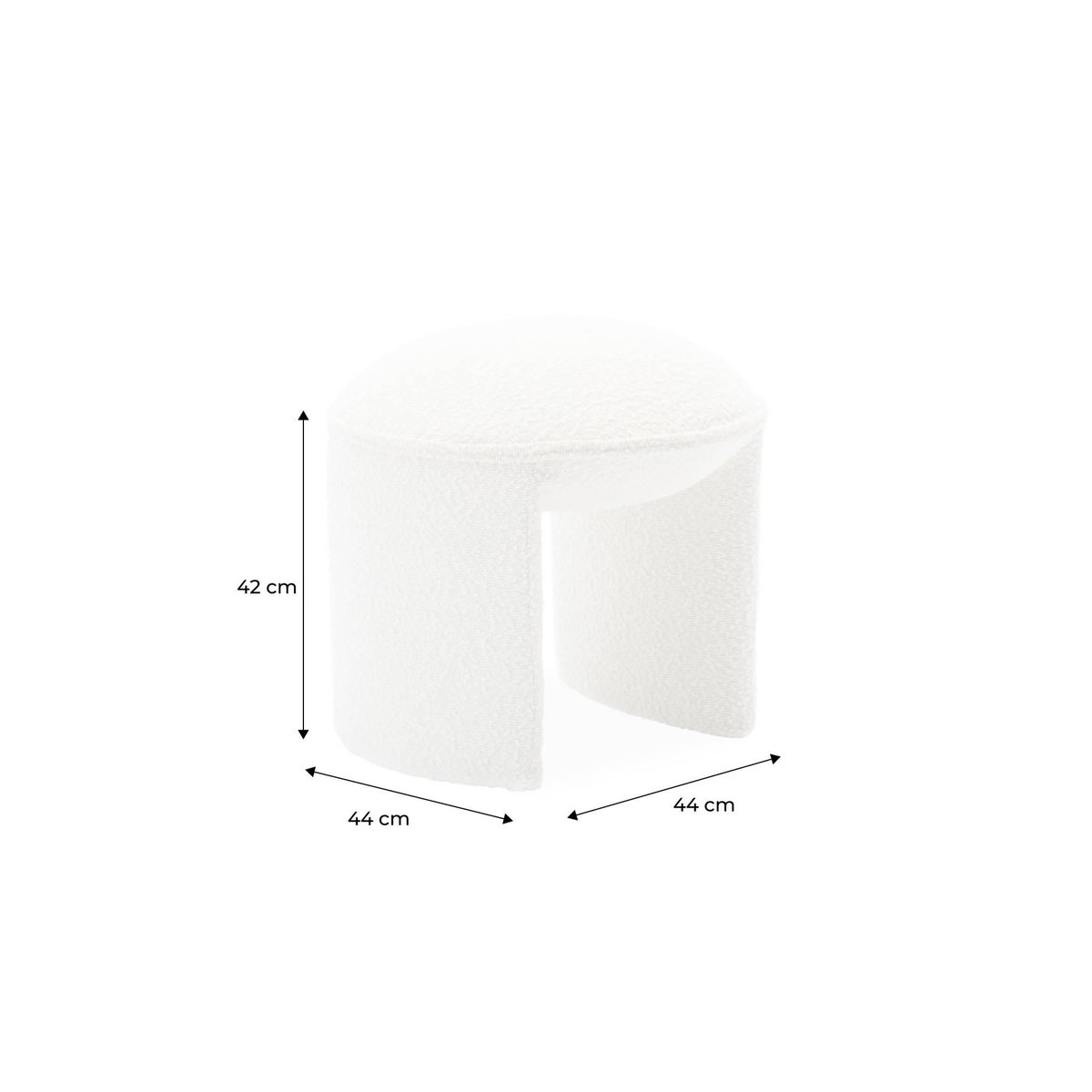 SWEEEK Tabouret. pouf bouclette texturée blanche L 44 x P 44 x H 42cm -SHAWN