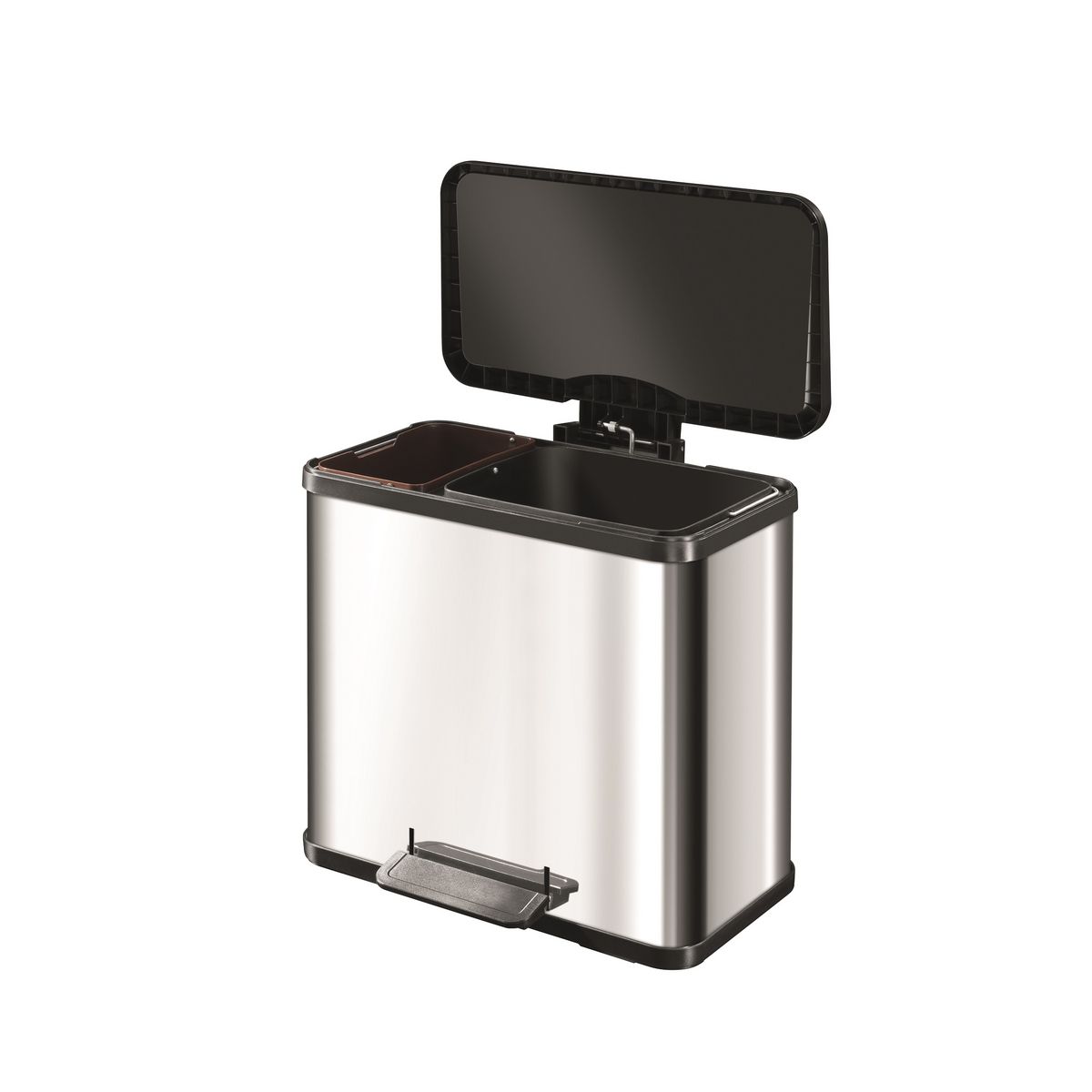 HAILO Poubelle de tri à pédale 17+9L Öko Duo Plus Inox