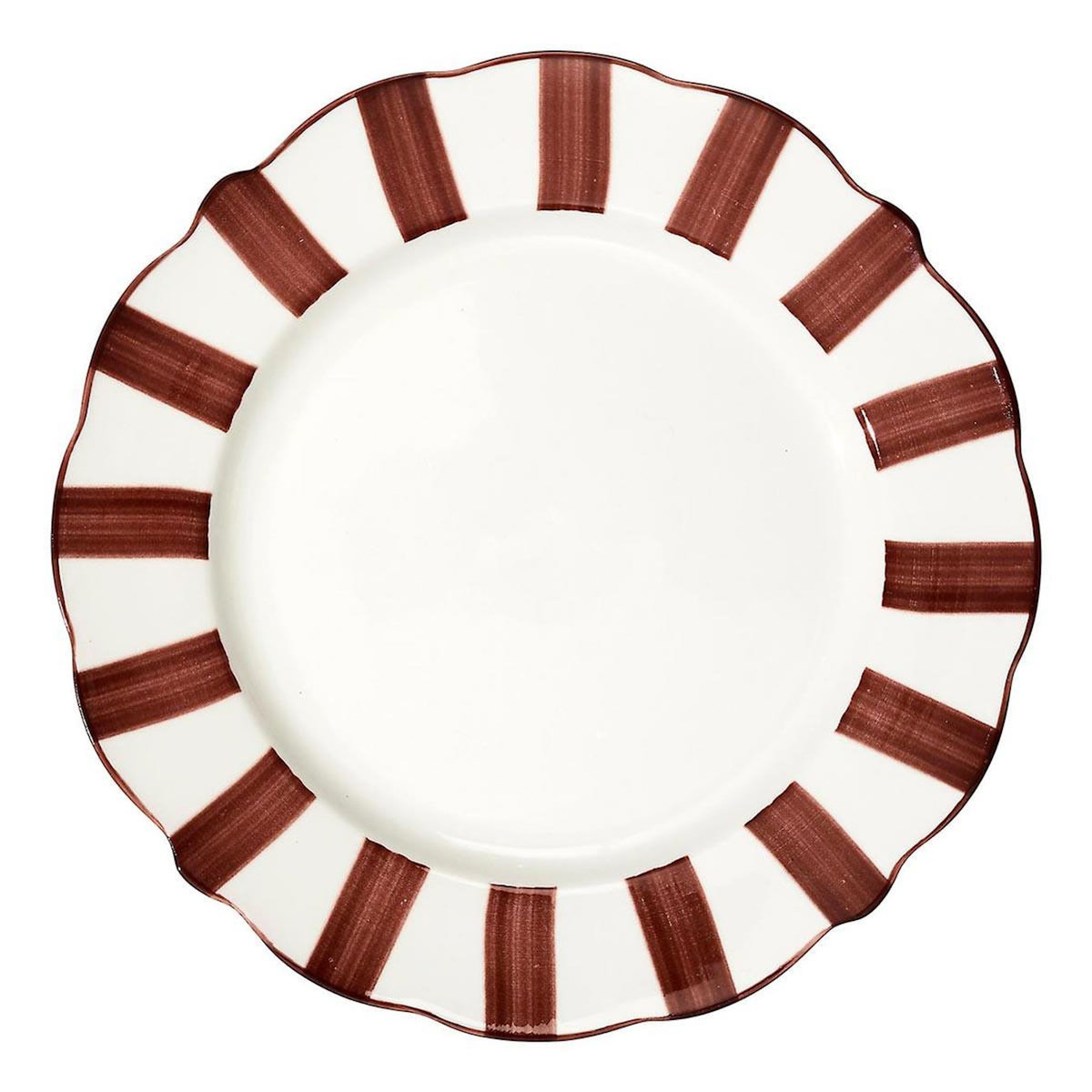 Paris Prix Lot de 6 Assiettes Plates  Cleo  27cm Bordeaux & Blanc
