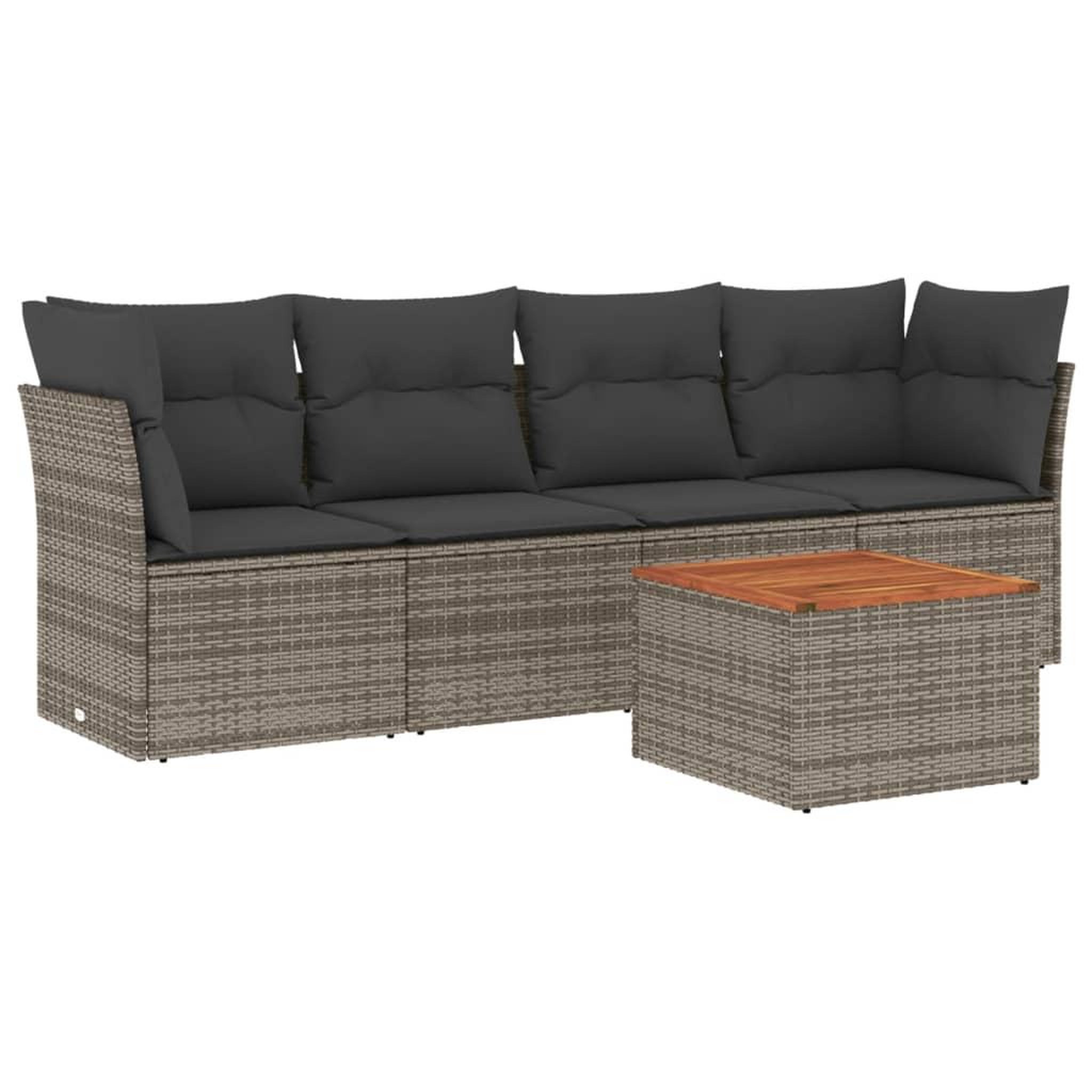 Voir la diapositive 2 : VIDAXL Salon de jardin 5 pcs avec coussins gris resine tressee