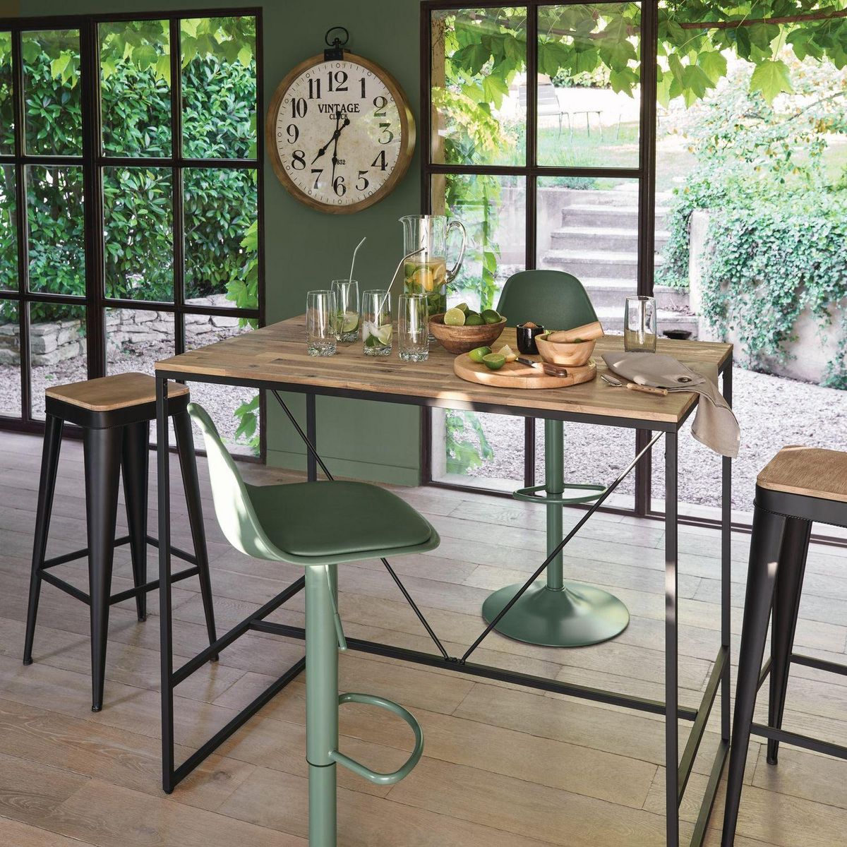 TOILINUX Lot de 2 Chaises de bar Aiko en polypropylène ajustable