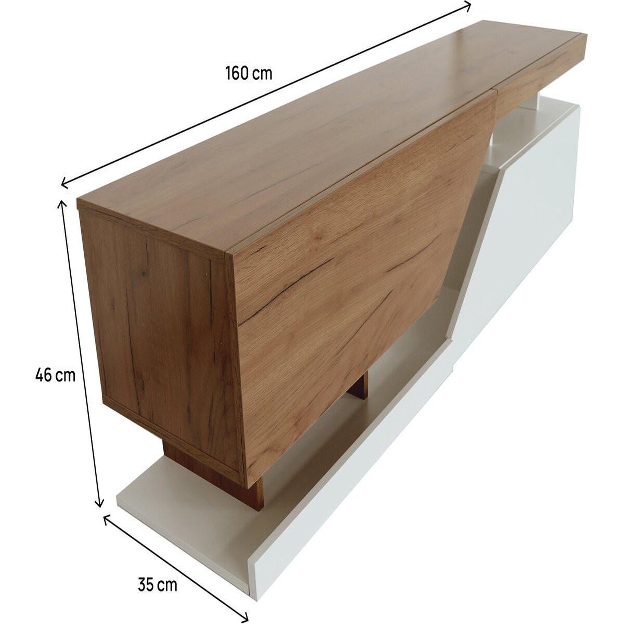 Voir la diapositive 3 : Habitat et Jardin Meuble tv  ceelias  - 160 x 46 x 35 cm - blanc/marron foncé