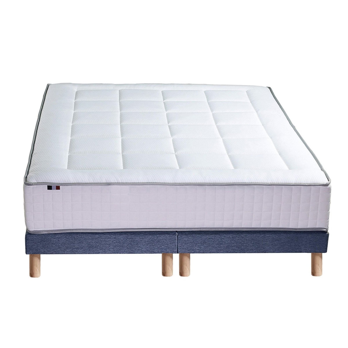 IDLITERIE Ensemble matelas Ressort 7 zones + sommier + oreiller + couette - FABRICATION FRANCAISE