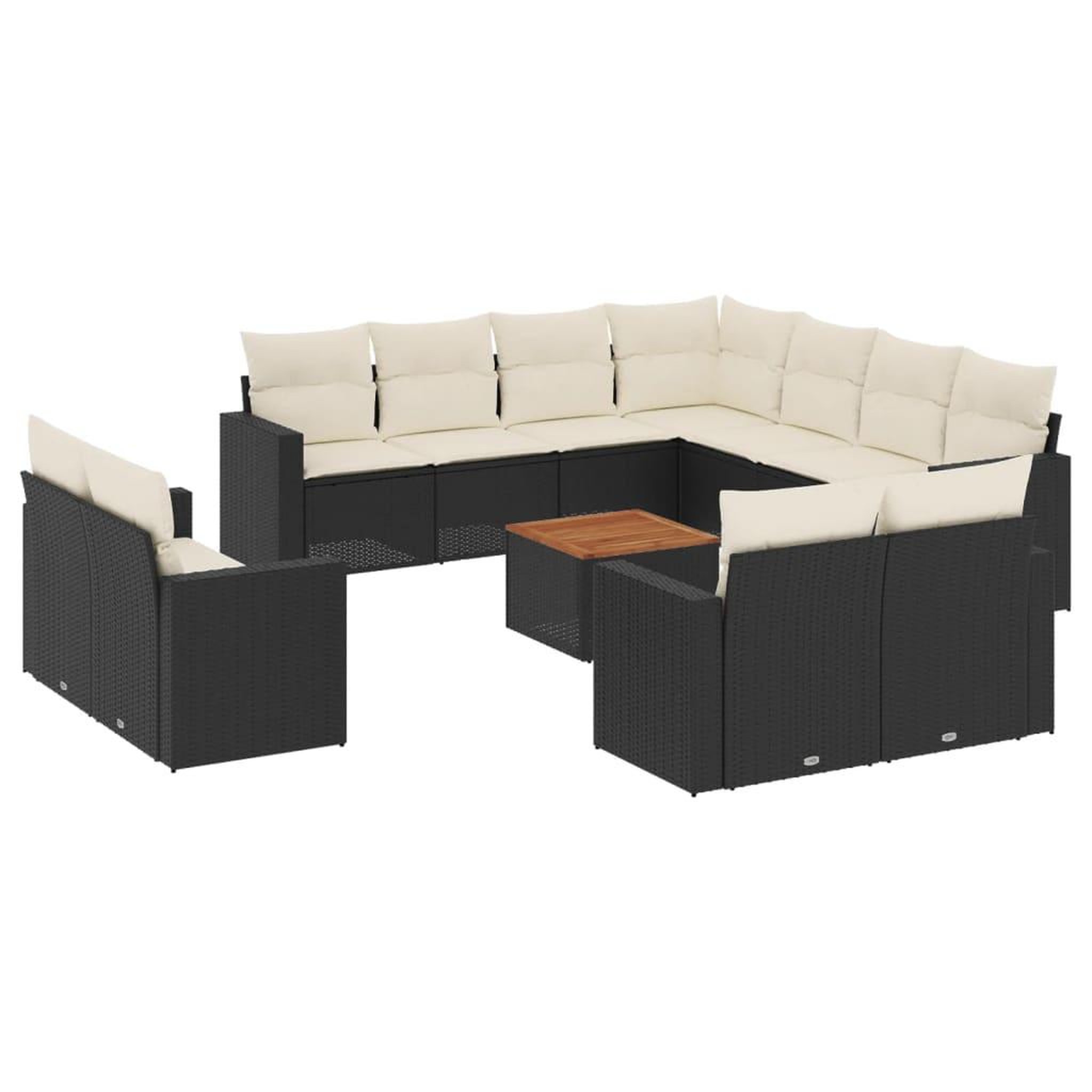Voir la diapositive 2 : VIDAXL Salon de jardin 12 pcs avec coussins noir resine tressee