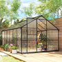Voir la diapositive 2 : OUTSUNNY Serre de jardin 8,45 m² aluminium avec parois polycarbonate porte 2 lucarnes