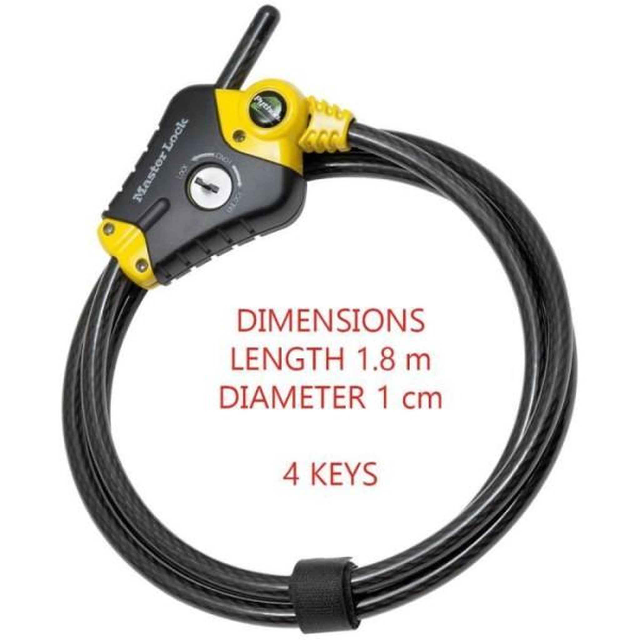 Voir la diapositive 3 : Master lock Antivol - MASTER LOCK - Python 8433EURD - Longueur ajustable de 30 cm a 1,8 m - Acier torsadé - Noir