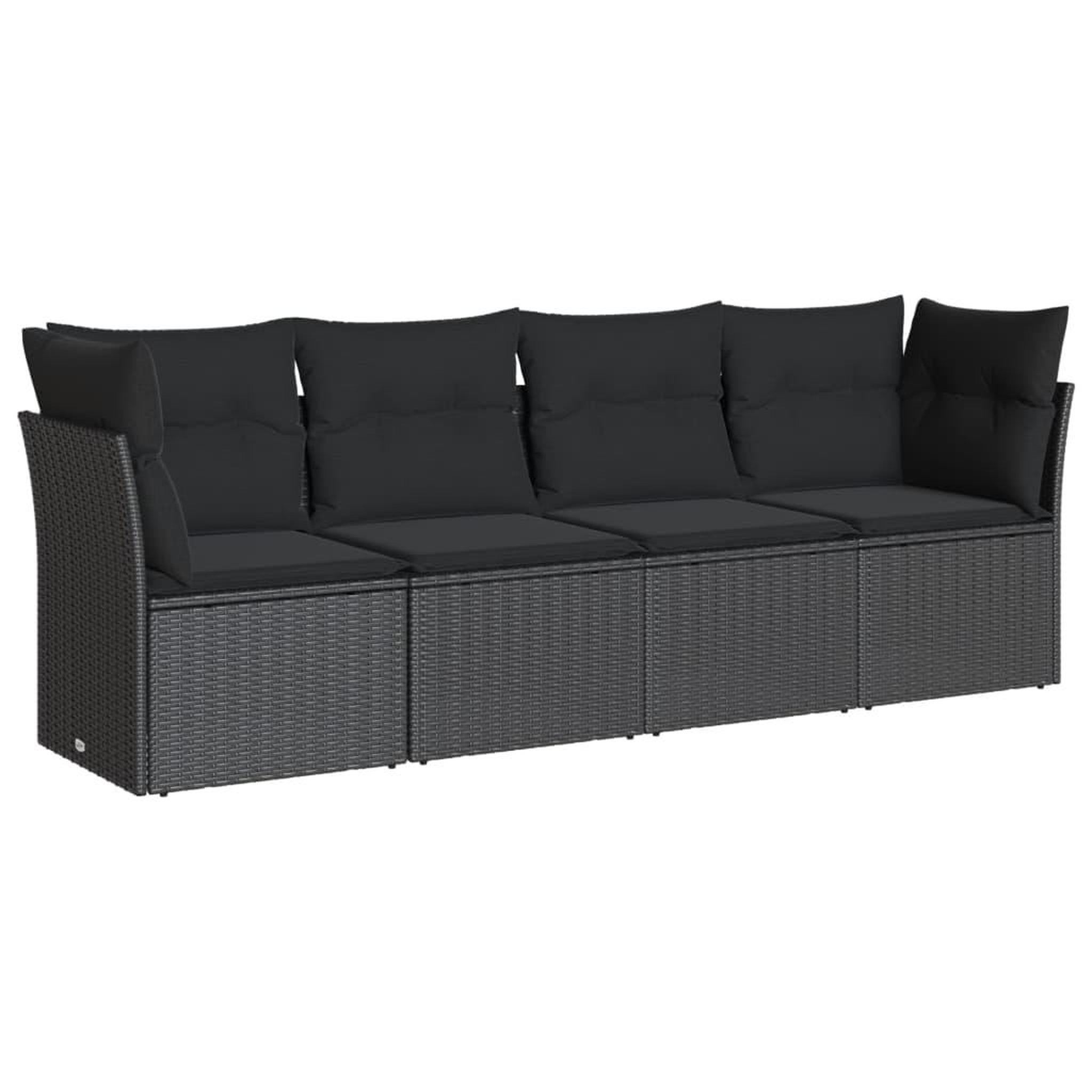 Voir la diapositive 2 : VIDAXL Salon de jardin 4 pcs avec coussins noir resine tressee