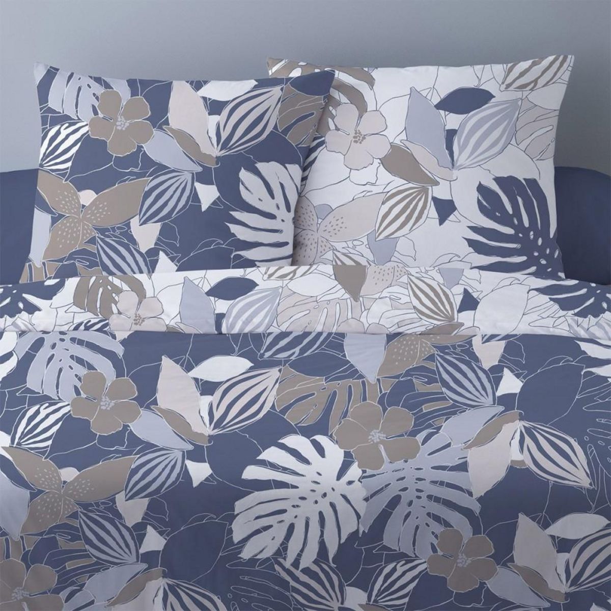 Dourev Housse de couette 240x220 Chika bleu + 2 taies