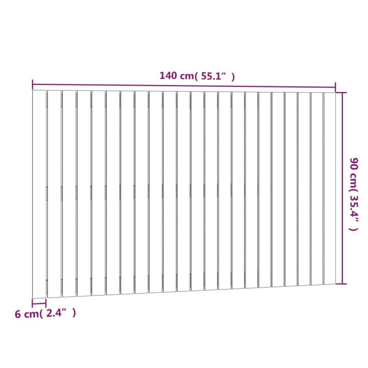 VIDAXL Tete de lit murale Blanc 140x3x90 cm Bois massif de pin