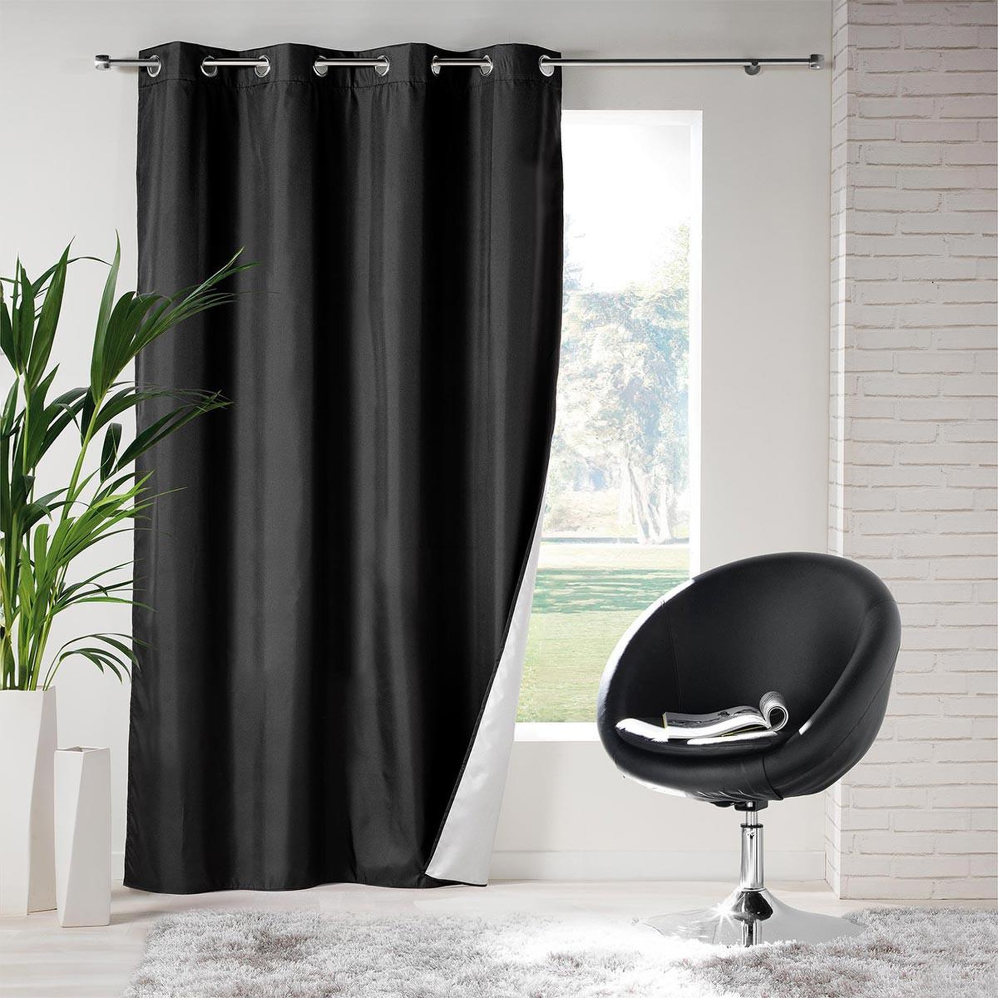 Voir la diapositive 5 : Douceur d'Intérieur Rideau isolant à œillets  icemount  140x260cm noir