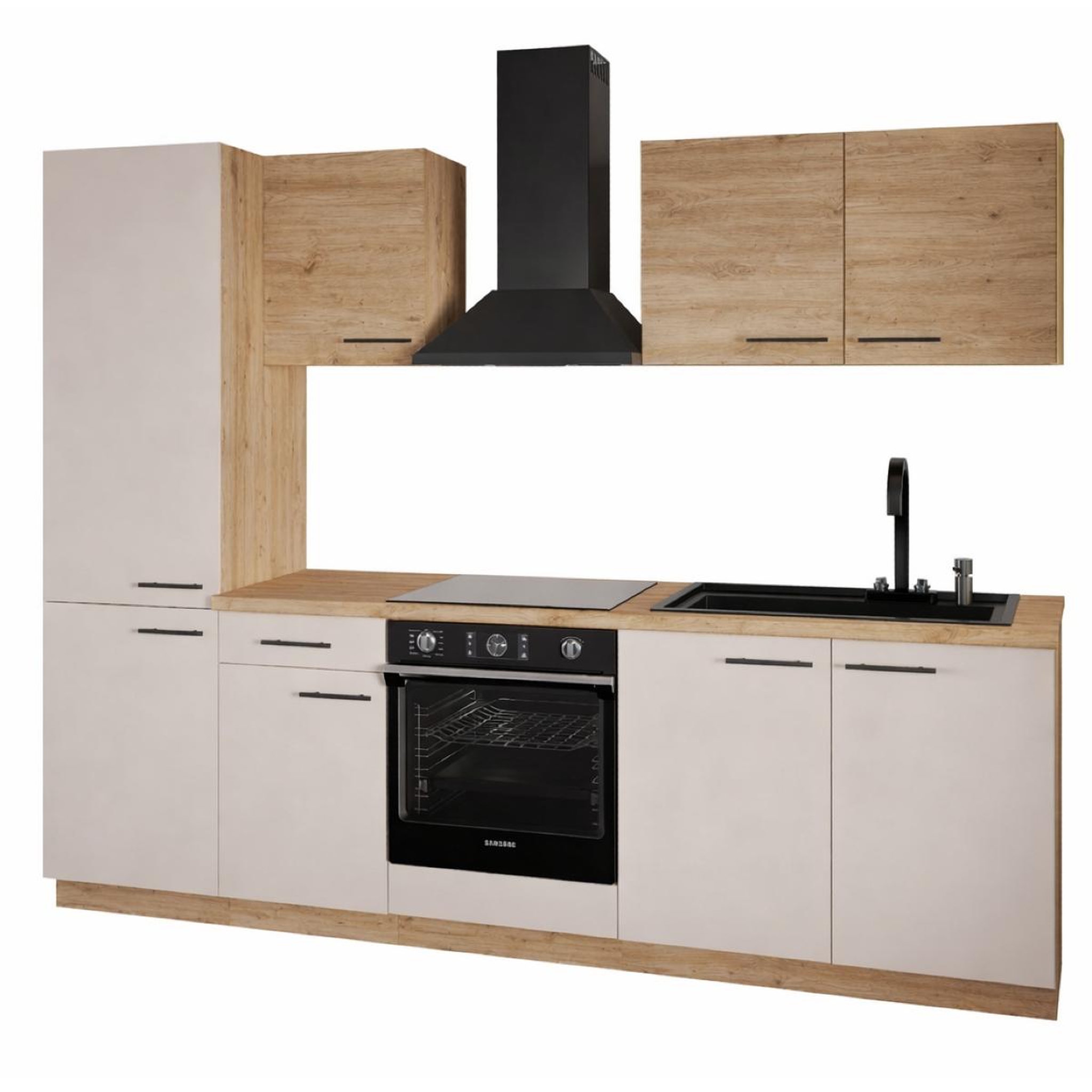 JLC KREATION Cuisine complète moderne beige et bois 270cm nala