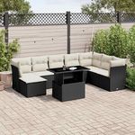 VIDAXL Salon de jardin 9 pcs avec coussins noir resine tressee