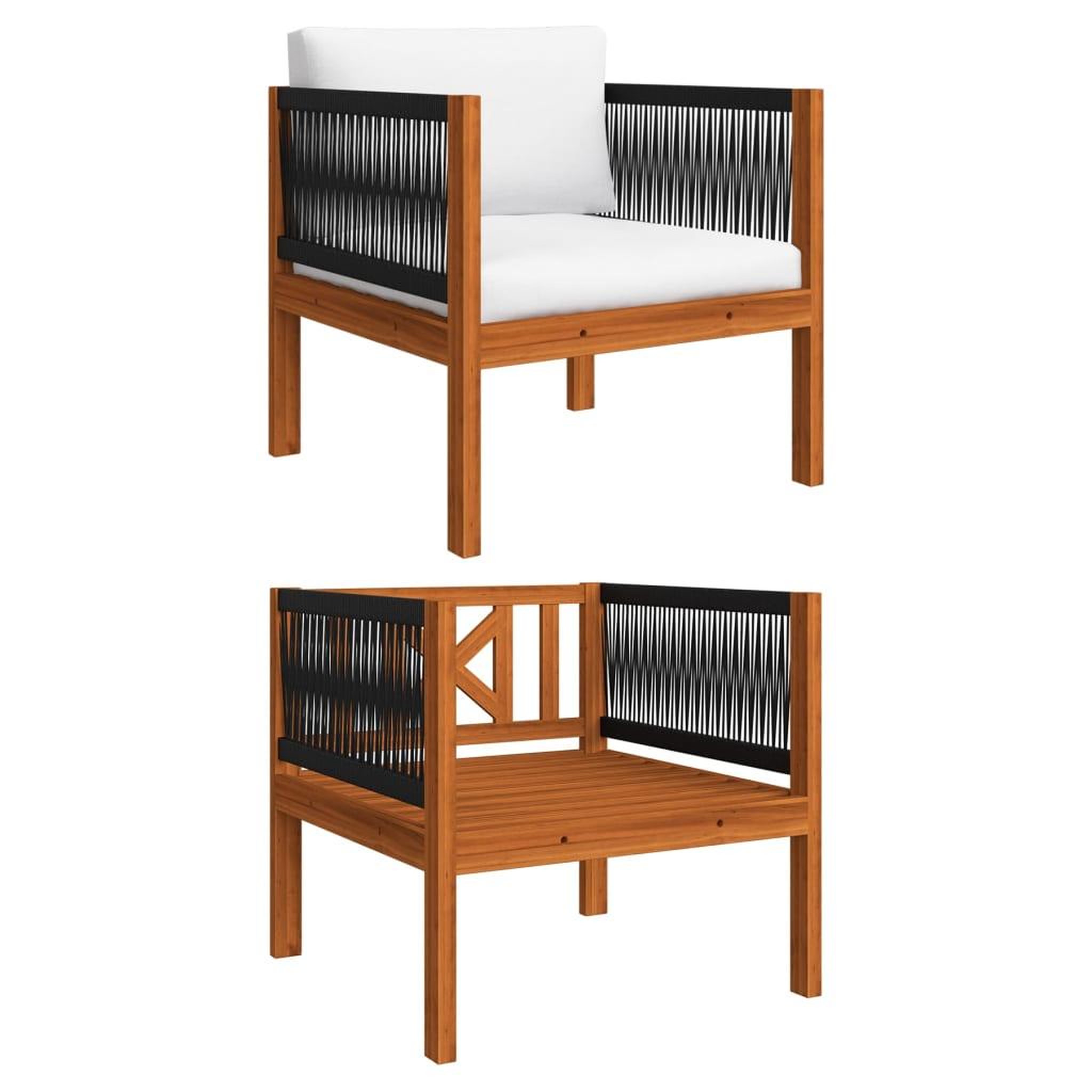 Voir la diapositive 1 : VIDAXL Chaise de jardin avec coussin Bois d'acacia solide