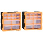 VIDAXL Organisateurs multi-tiroirs avec 12 tiroirs 2 pcs 26,5x16x26 cm
