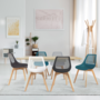 Voir la diapositive 2 : ID MARKET Lot de 6 chaises BONNIE mix color blanc, gris clair, gris foncé x2, bleu canard x2