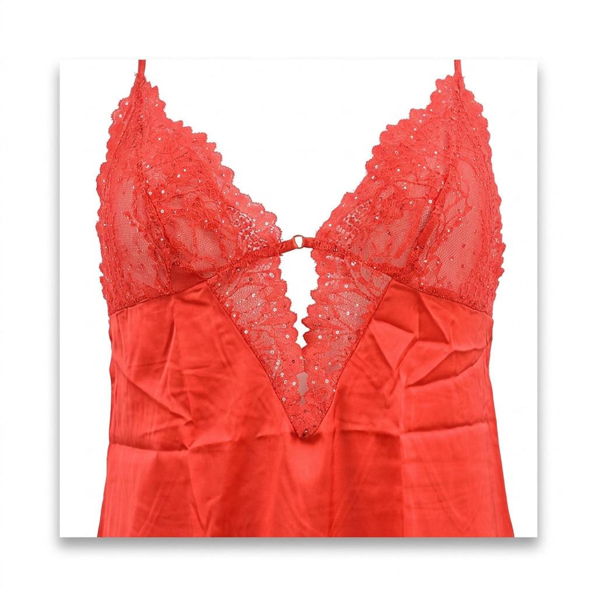 Voir la diapositive 3 : OZABI OZABI Nuisette et Kimono Femme Satin Effet Soie Dentelle Pailletée