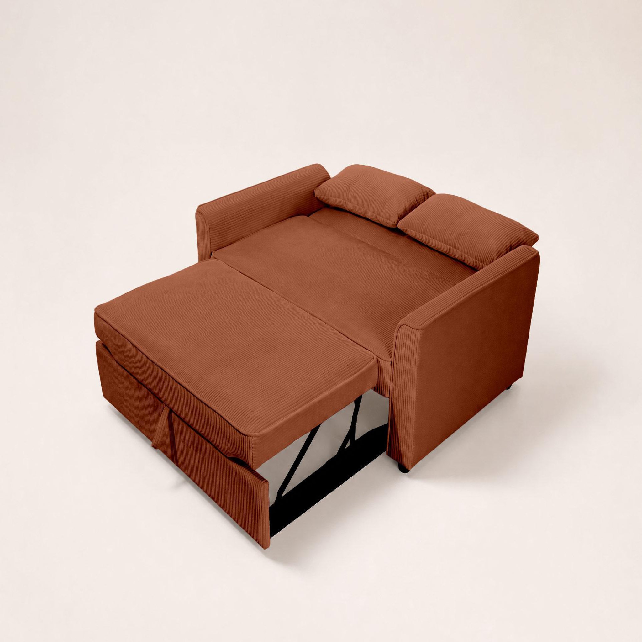 Voir la diapositive 5 : BEST MOBILIER Ernest - canapé droit 2 places convertible en velours côtelé
