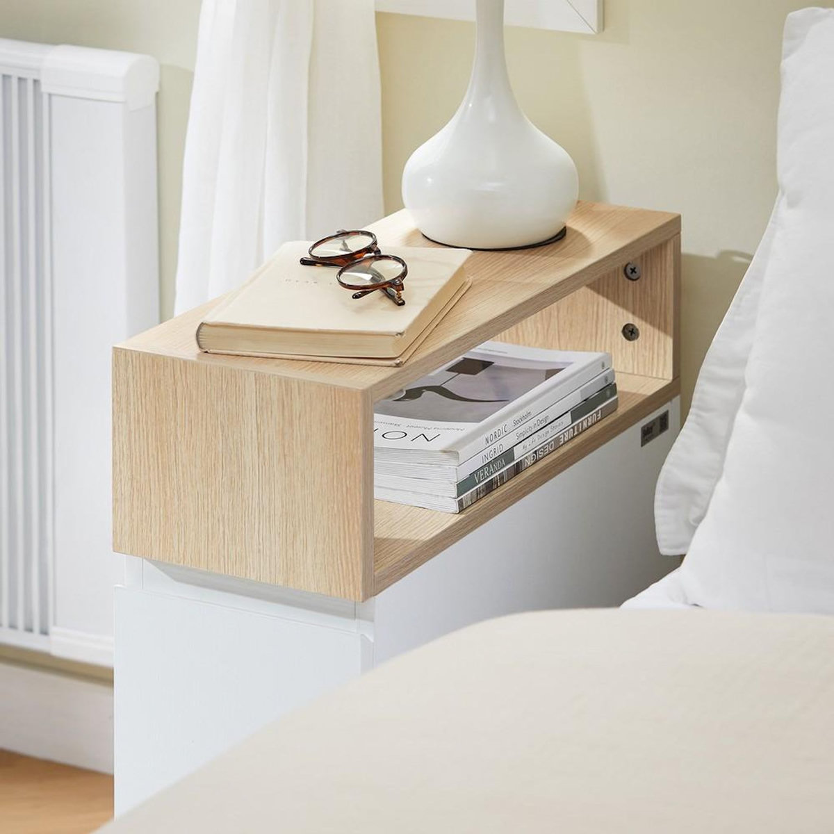 SOBUY SoBuy - Table De Chevet à 2 tiroirs - Blanc - 50x20x61cm - Nordique - FBT155-NW