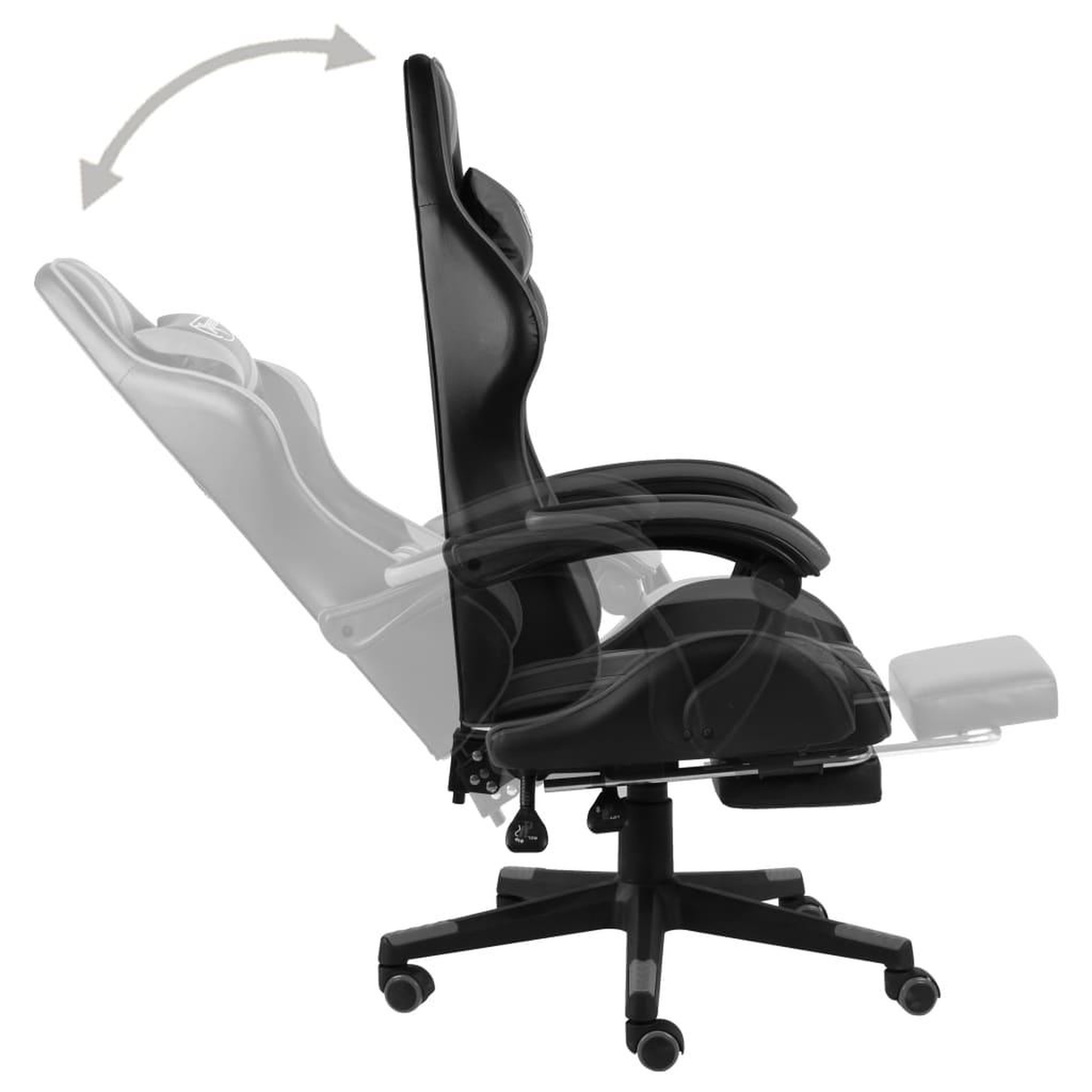 Voir la diapositive 4 : VIDAXL Fauteuil de jeux video avec repose-pied Noir et gris Similicuir