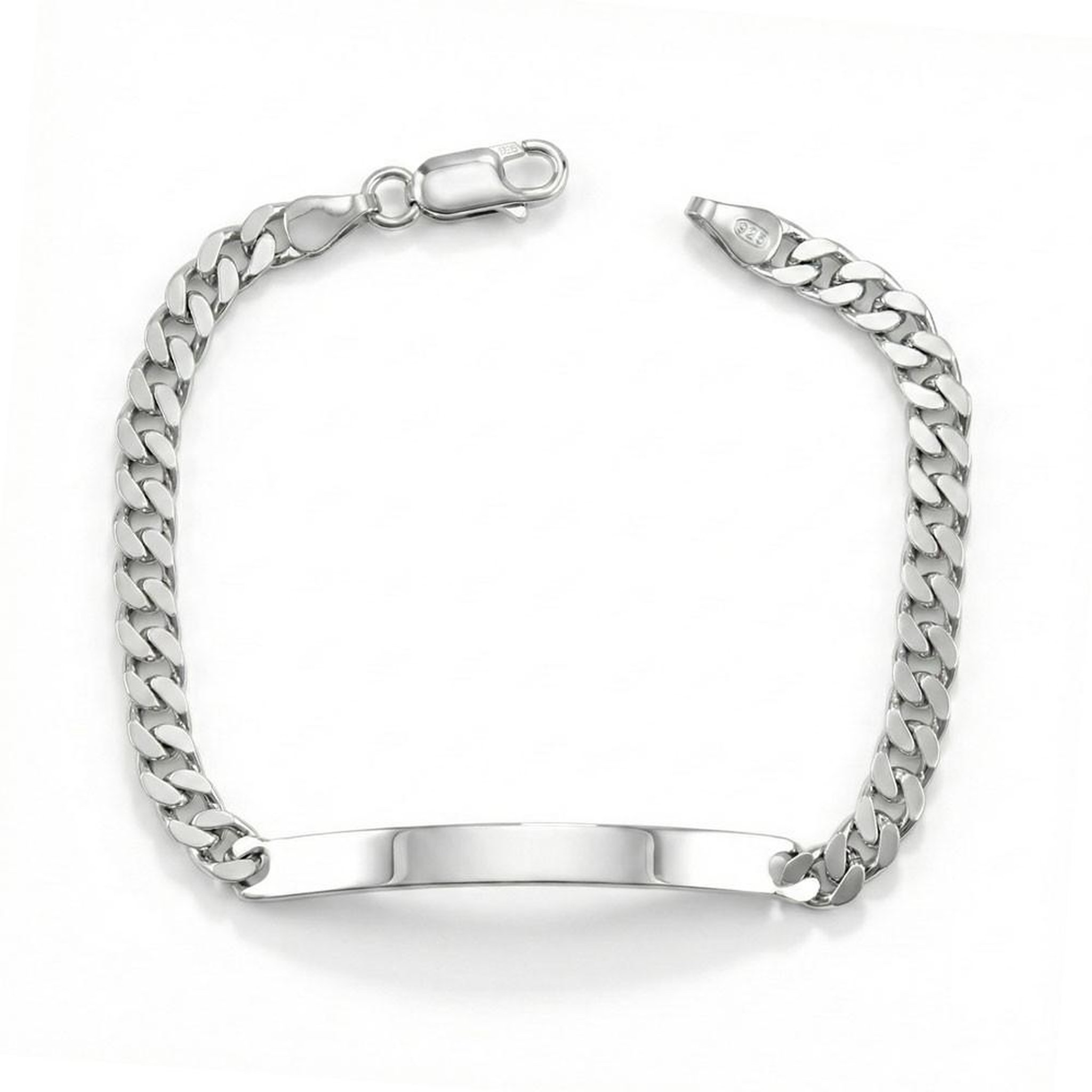 L'ATELIER D'AZUR Gourmette Argent 925/000 - Maille Gourmette - Gravure Offerte - Homme