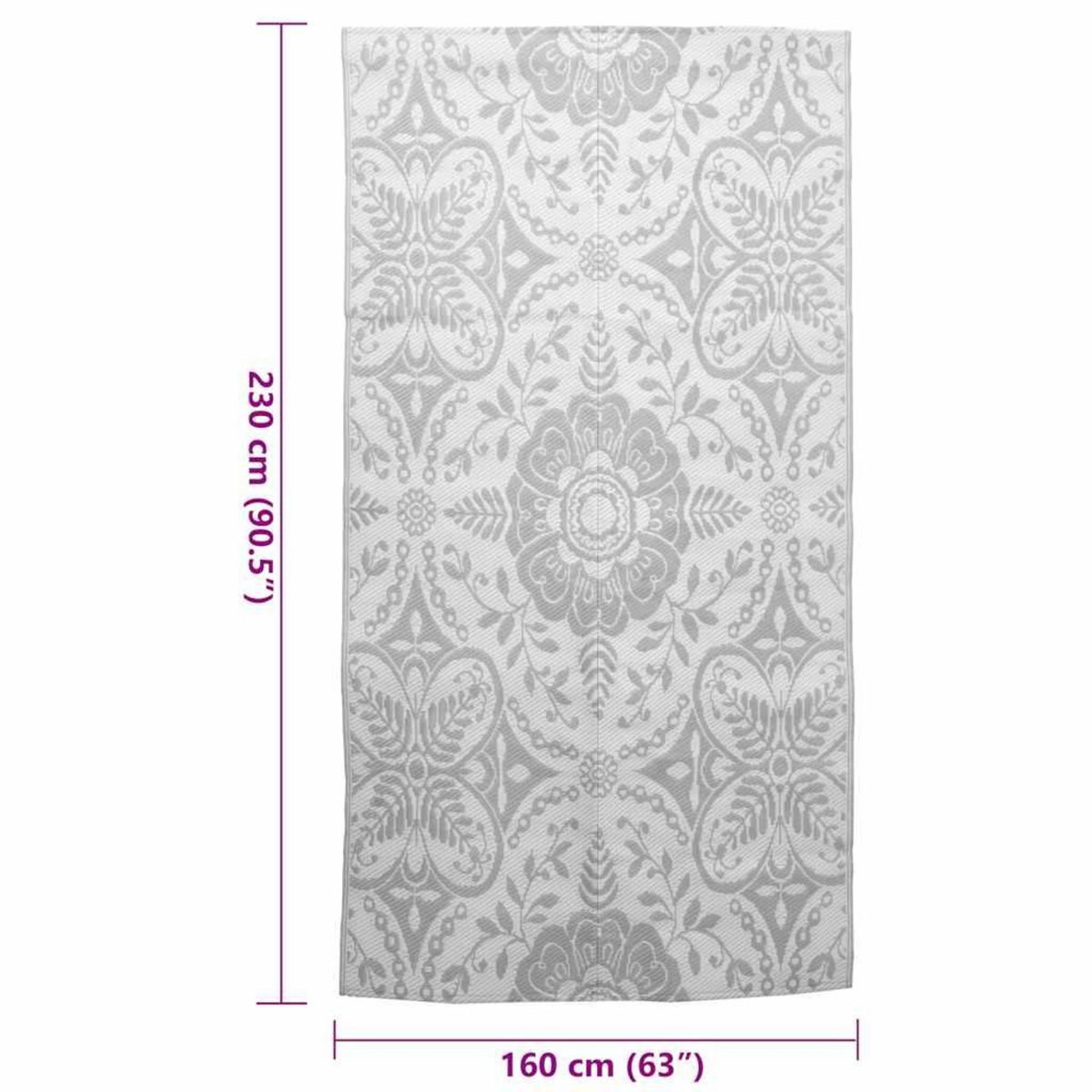 VIDAXL Tapis d'exterieur ARAKIL Gris clair 160x230 cm PP