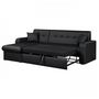Voir la diapositive 4 : MARKET24 Canapé d'angle réversible convertible 3 places - Simili noir - Contemporain - L 235 x P 85 - 153 cm - ROMAN