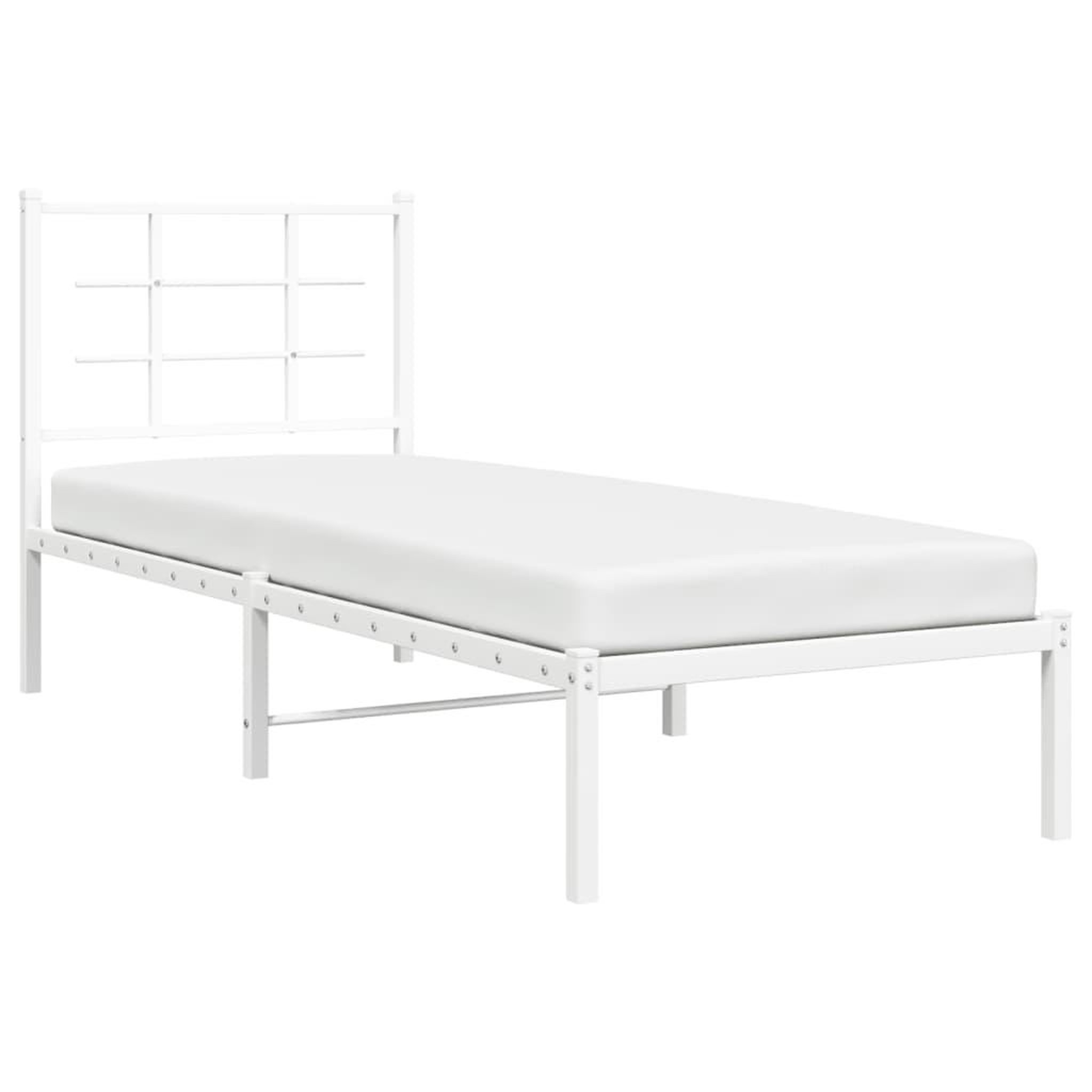 Voir la diapositive 4 : VIDAXL Cadre de lit metal sans matelas avec tete de lit blanc 80x200cm