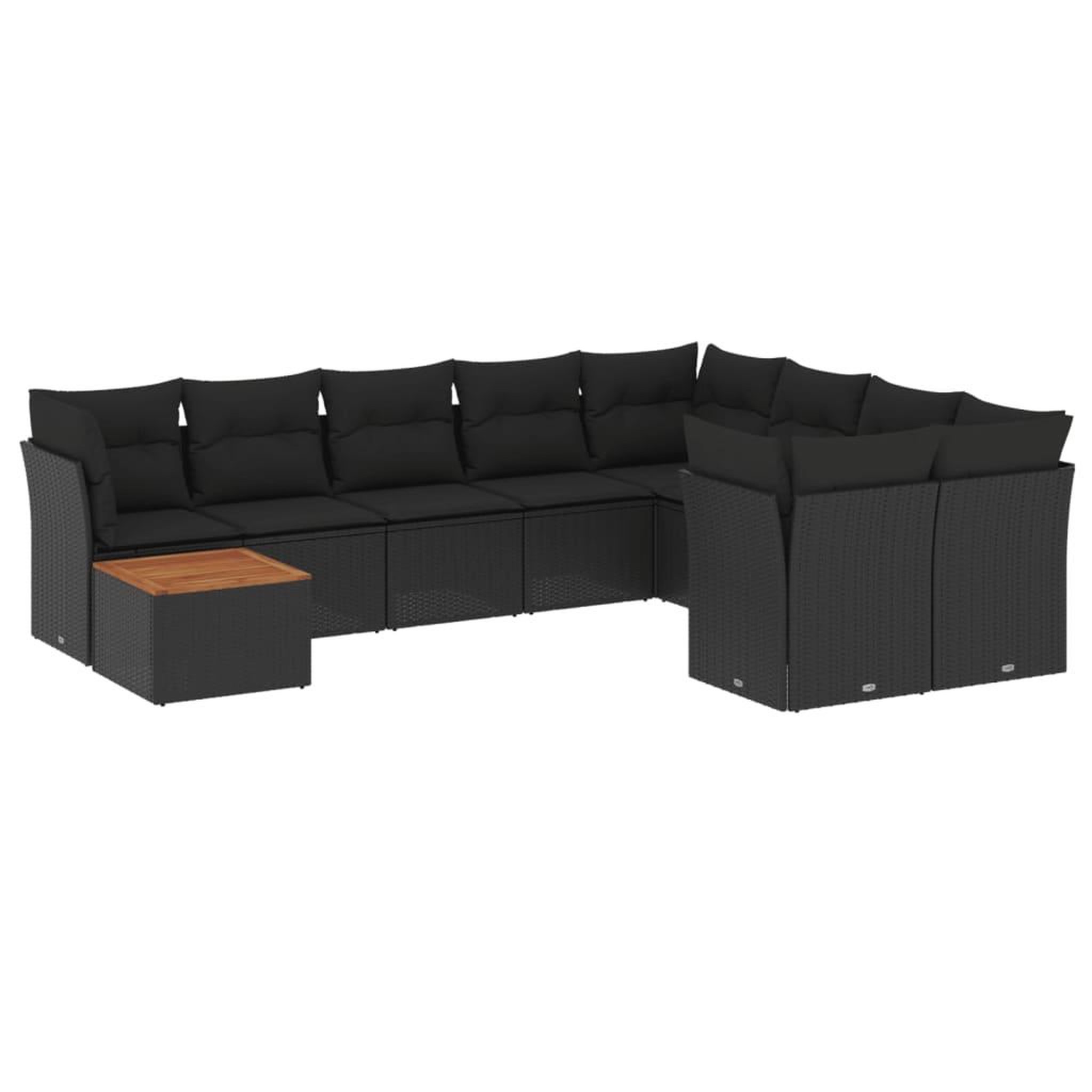 Voir la diapositive 2 : VIDAXL Salon de jardin 10 pcs avec coussins noir resine tressee