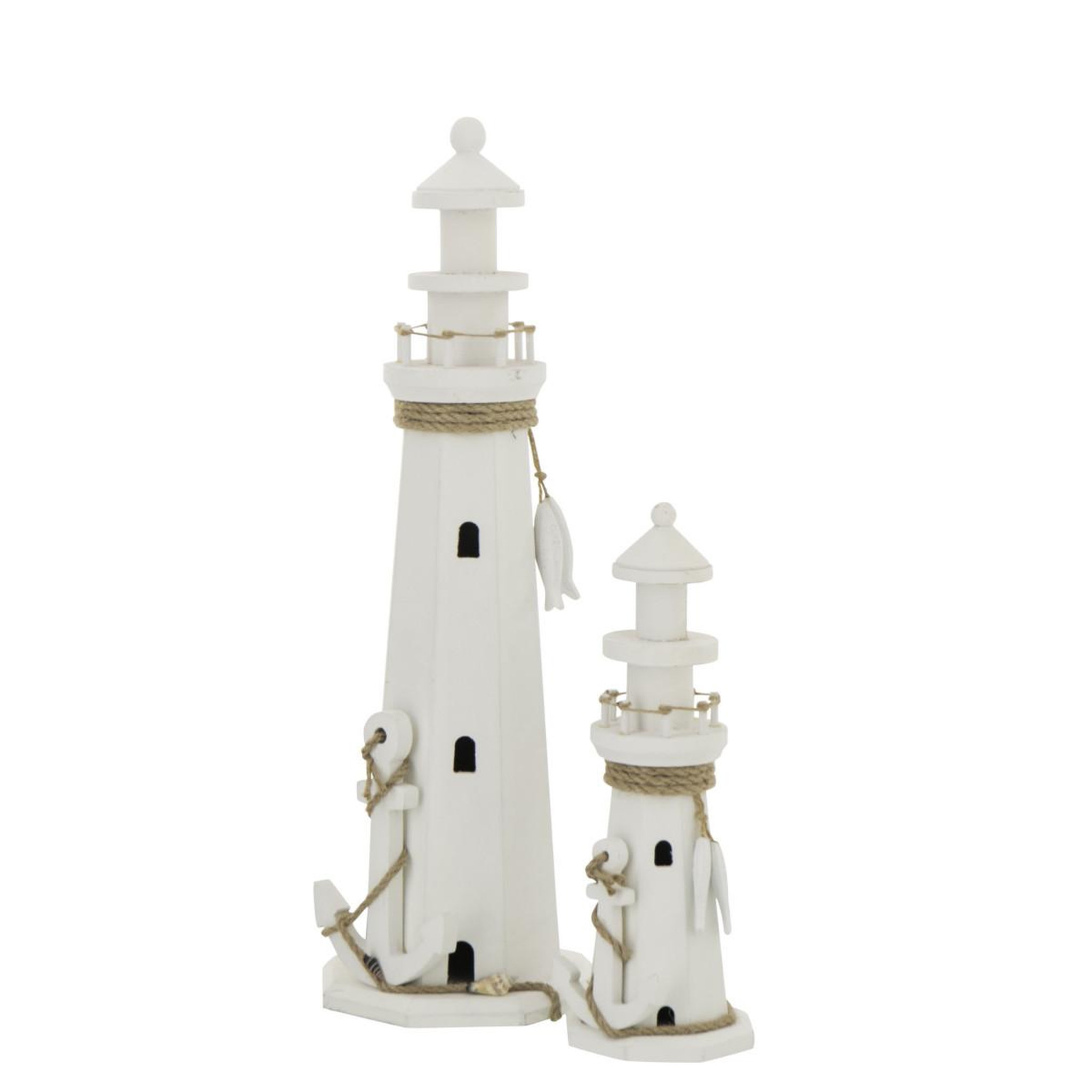Voir la diapositive 3 : J-LINE Phare déco en bois  bréhat  53cm blanc