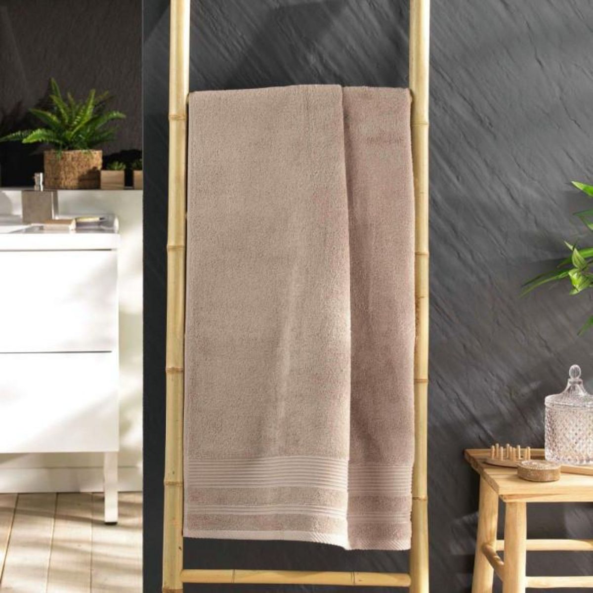 Paris Prix Drap de Douche  Tendresse  70x130cm Taupe