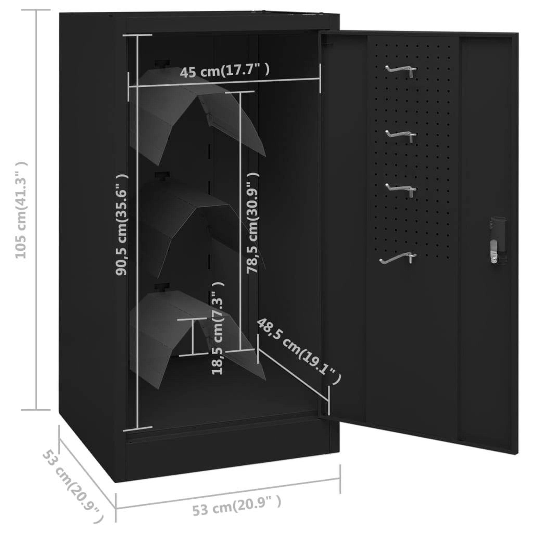 Voir la diapositive 6 : VIDAXL Armoire a selles Noir 53x53x105 cm Acier