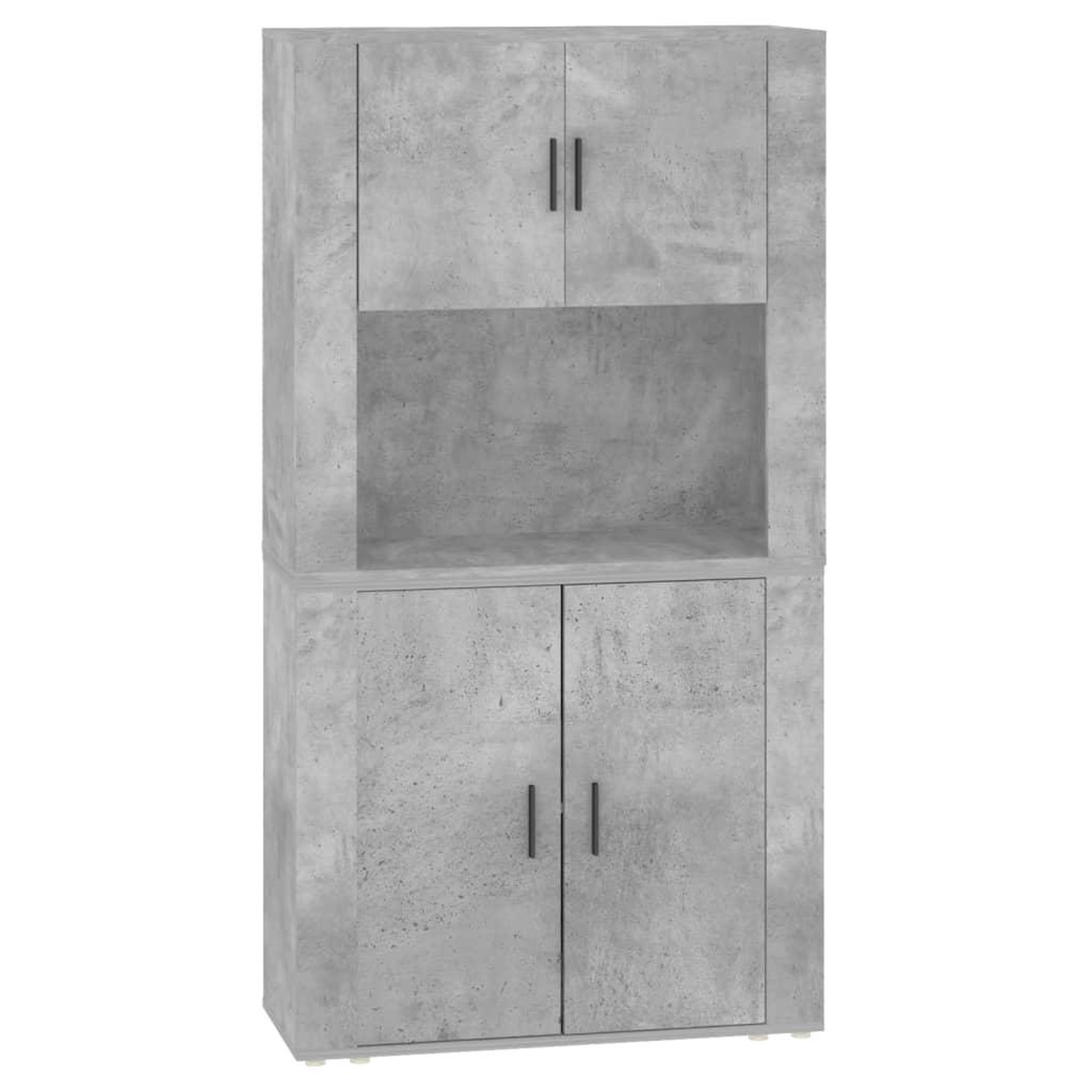 Voir la diapositive 2 : VIDAXL Buffet haut Gris beton Bois d'ingenierie