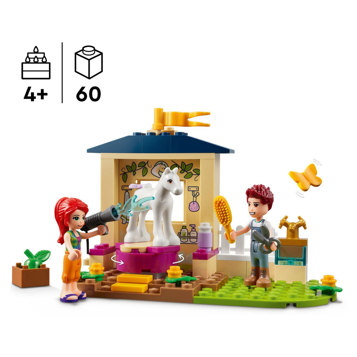 LEGO Friends 41696 Écuries de toilettage du poney,  Jouet avec Cheval pour Enfants de 4 Ans et Plus, Inclut avec Animaux de la Ferme