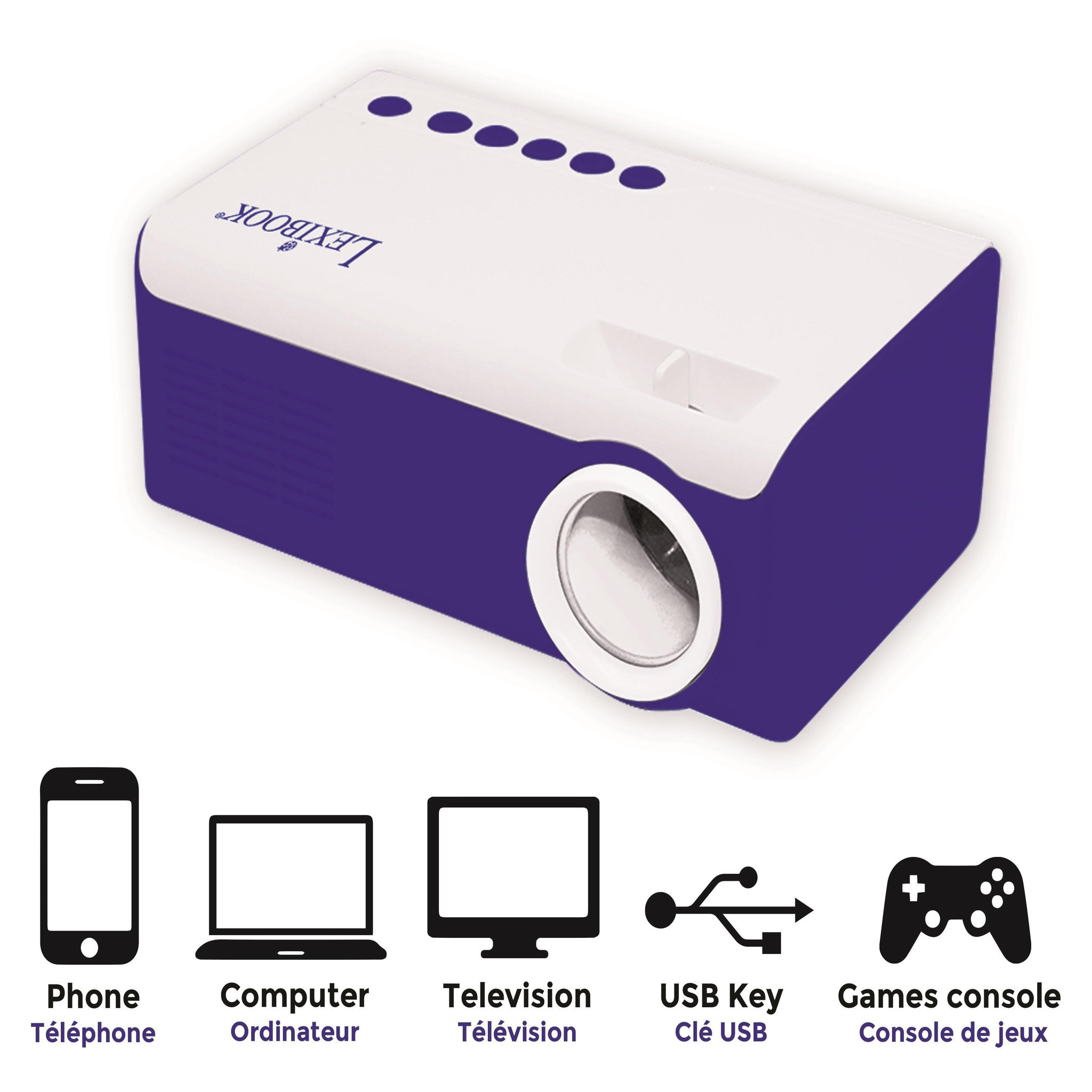 Voir la diapositive 3 : Lexibook Mini projecteur vidéo portable pour films, photos et jeux