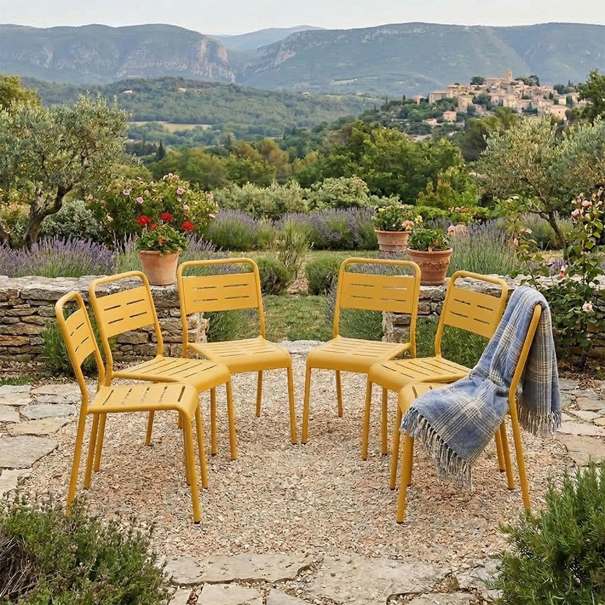 Voir la diapositive 4 : CONCEPT USINE Lot de 6 chaises de jardin empilables jaunes bergame