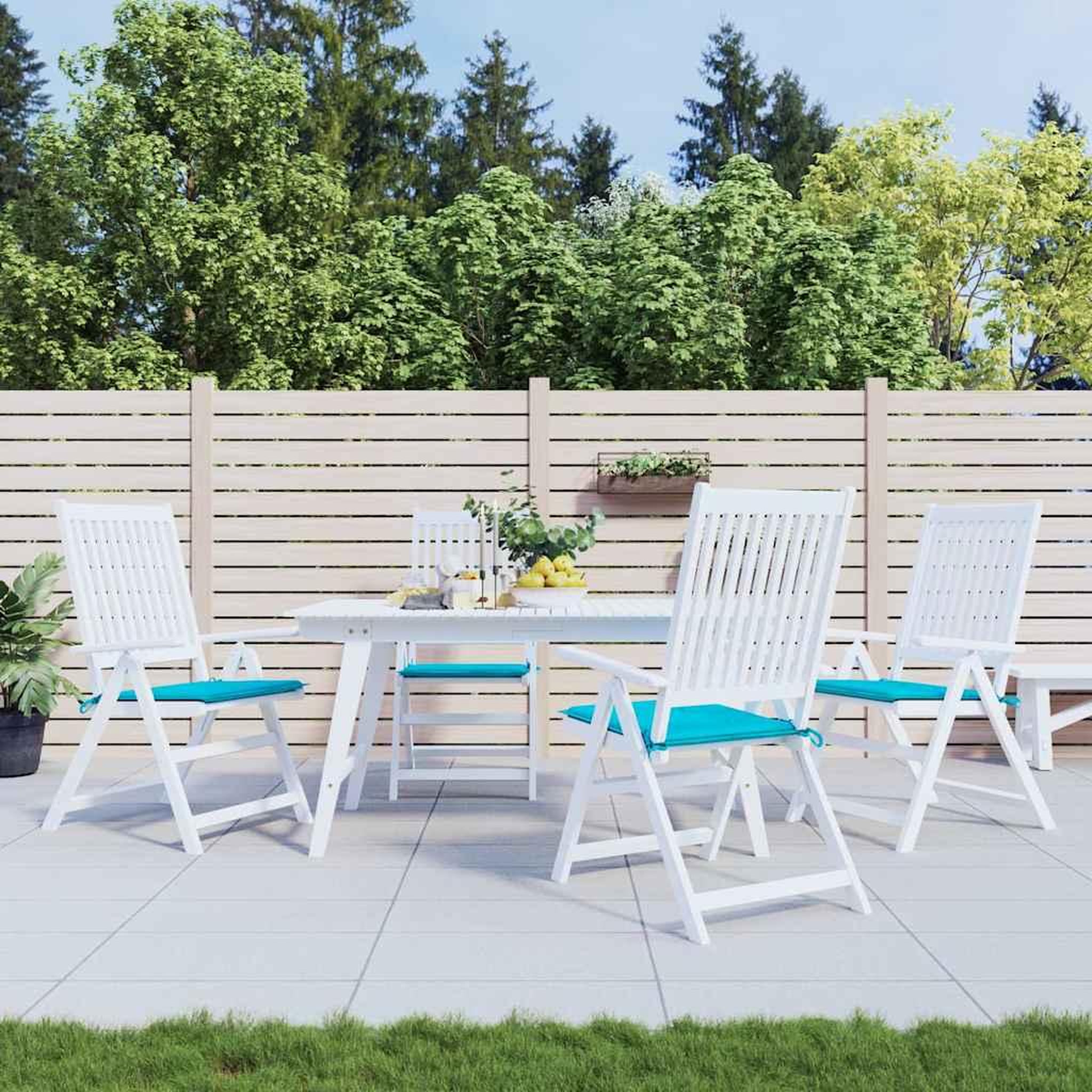 VIDAXL Coussins de chaise de jardin lot de 4 turquoise 50x50x3cm tissu