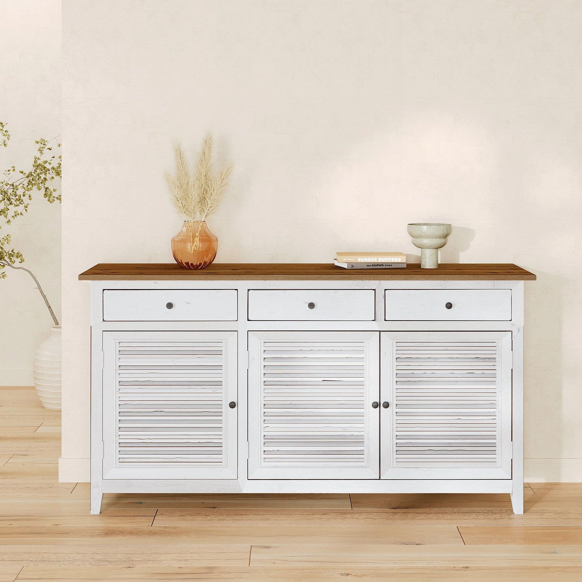 Rendez vous déco Buffet en bois recyclé blanc effet vieilli - Casa